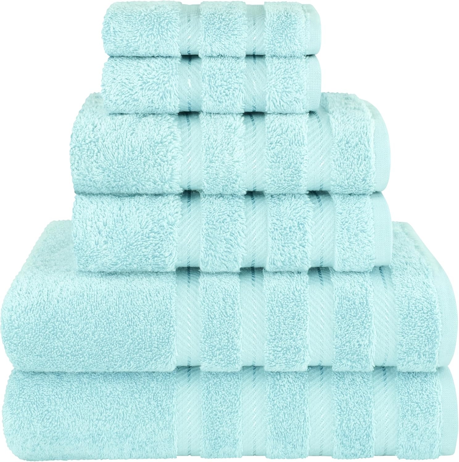 image:imageAmerican Soft Linen 100 Cotton Luxury Turkish Towels 4 PC Hand Towel Set Soft Absorbent Quick Dry OEKO Tex Standard 100 Certificated Durable Machine Washable Breathable Premium Hotel QualityDuck Egg Blue