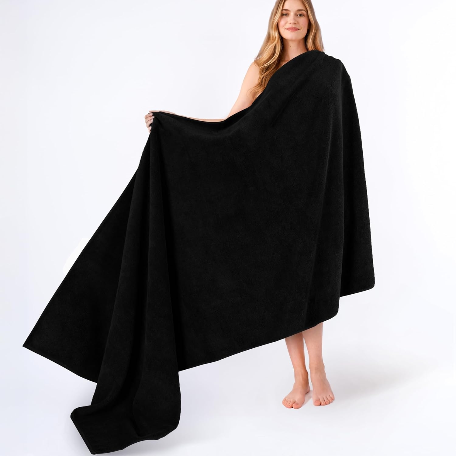 image:imageAmerican Soft Linen 100 Cotton Luxury Turkish Towels 4 PC Hand Towel Set Soft Absorbent Quick Dry OEKO Tex Standard 100 Certificated Durable Machine Washable Breathable Premium Hotel QualityBlack