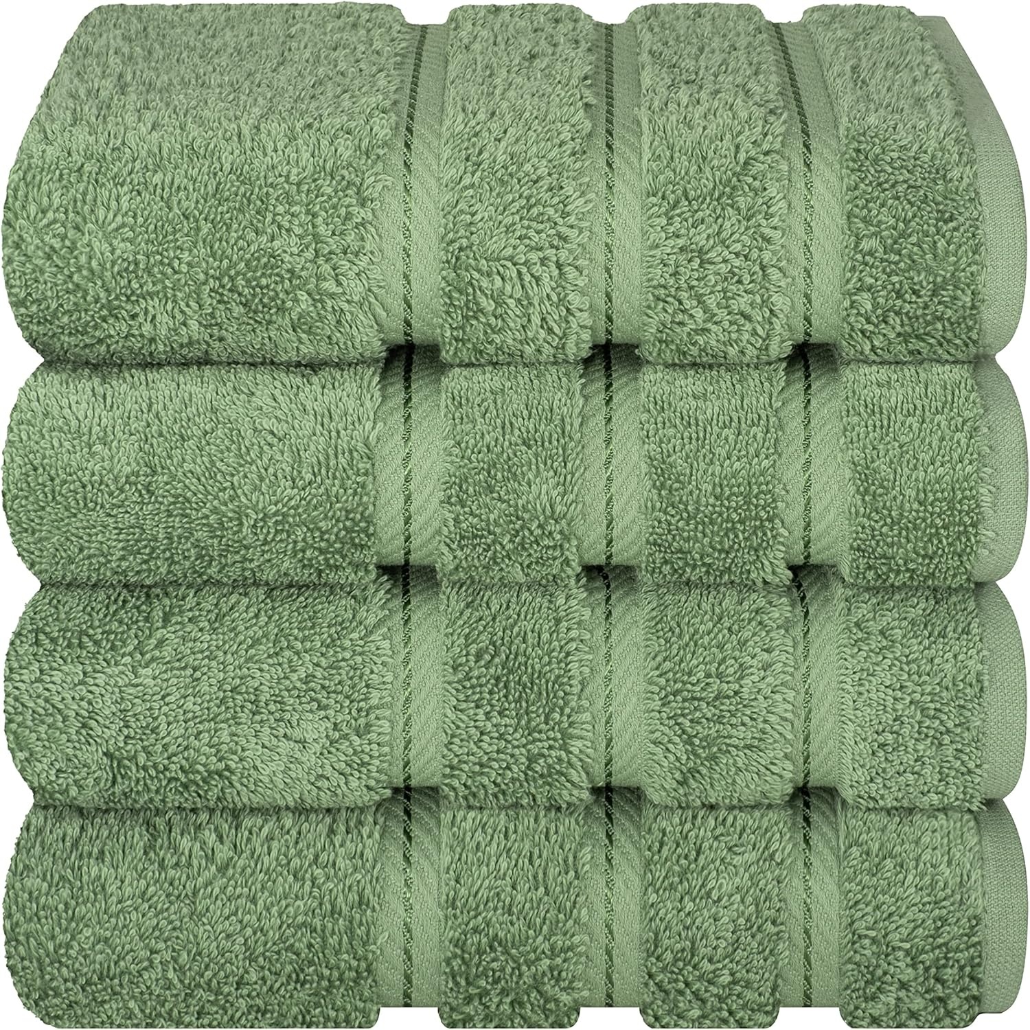 image:imageAmerican Soft Linen 100 Cotton Luxury Turkish Towels 4 PC Hand Towel Set Soft Absorbent Quick Dry OEKO Tex Standard 100 Certificated Durable Machine Washable Breathable Premium Hotel QualitySage Green