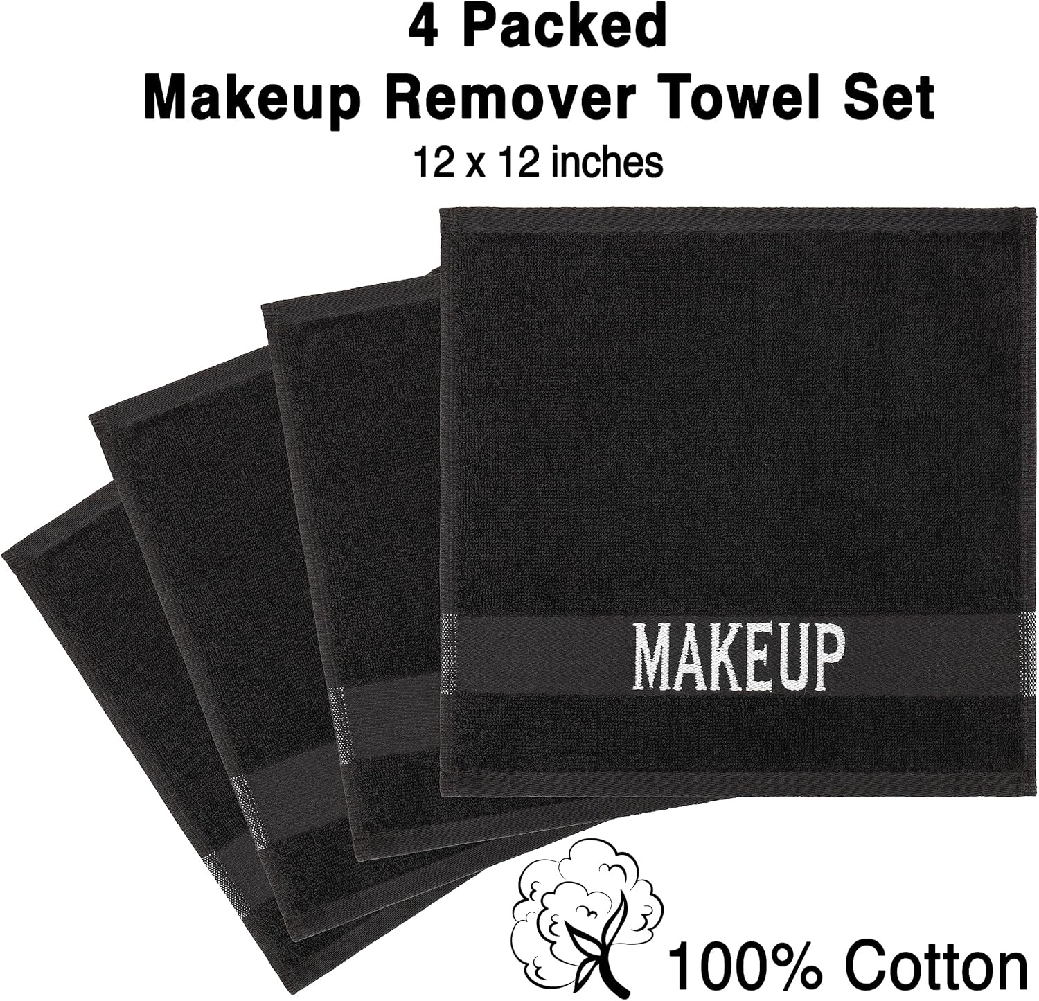 image:imageAmerican Soft Linen 100 Cotton Luxury Turkish Towels 4 PC Hand Towel Set Soft Absorbent Quick Dry OEKO Tex Standard 100 Certificated Durable Machine Washable Breathable Premium Hotel QualityBlack