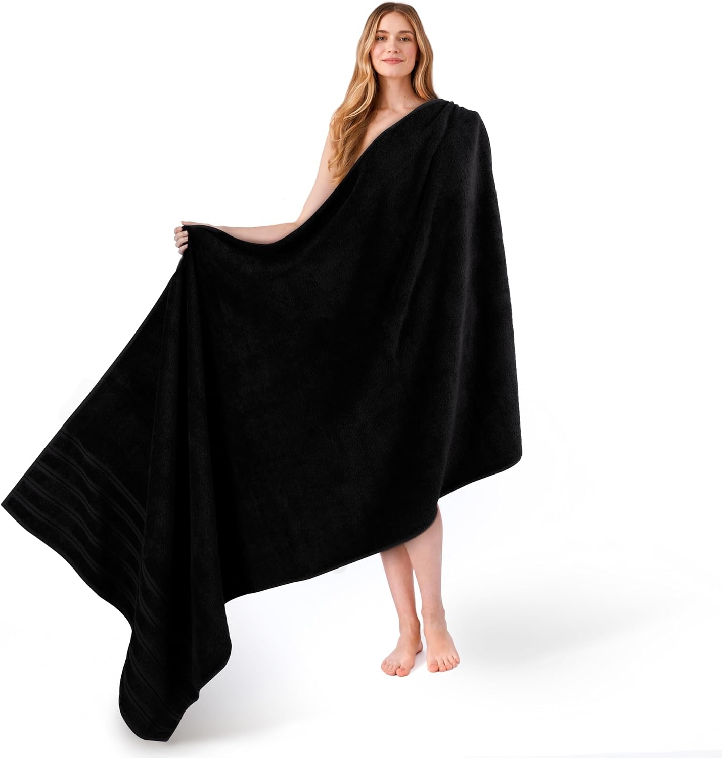 image:imageAmerican Soft Linen 100 Cotton Luxury Turkish Towels 4 PC Hand Towel Set Soft Absorbent Quick Dry OEKO Tex Standard 100 Certificated Durable Machine Washable Breathable Premium Hotel QualityBlack