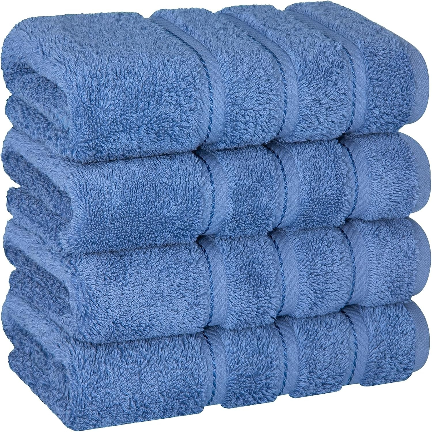 image:imageAmerican Soft Linen 100 Cotton Luxury Turkish Towels 4 PC Hand Towel Set Soft Absorbent Quick Dry OEKO Tex Standard 100 Certificated Durable Machine Washable Breathable Premium Hotel QualityElectric Blue