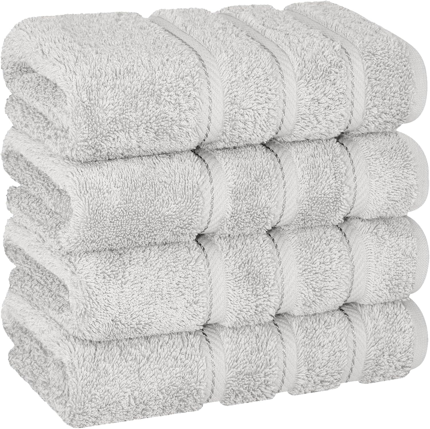 image:imageAmerican Soft Linen 100 Cotton Luxury Turkish Towels 4 PC Hand Towel Set Soft Absorbent Quick Dry OEKO Tex Standard 100 Certificated Durable Machine Washable Breathable Premium Hotel QualitySilver Gray
