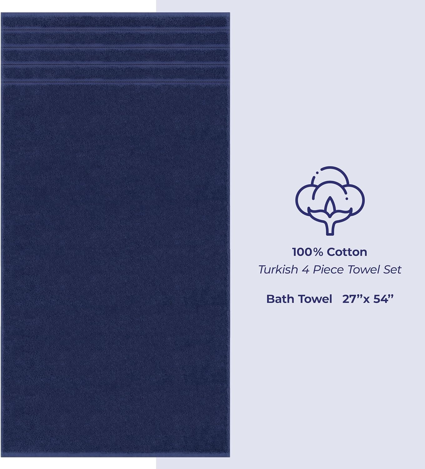 image:imageAmerican Soft Linen 100 Cotton Luxury Turkish Towels 4 PC Hand Towel Set Soft Absorbent Quick Dry OEKO Tex Standard 100 Certificated Durable Machine Washable Breathable Premium Hotel QualityNavy Blue