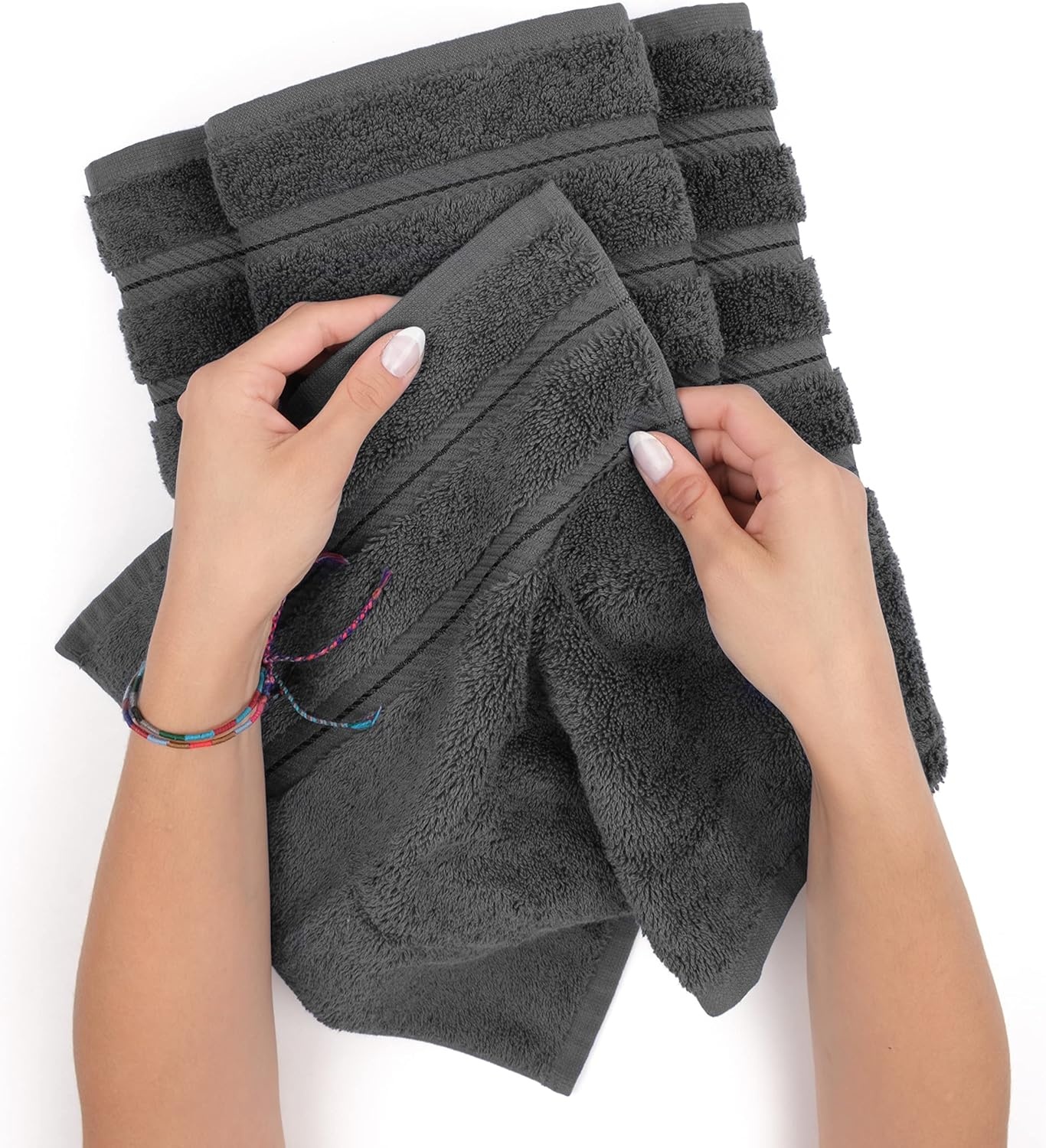 image:imageAmerican Soft Linen 100 Cotton Luxury Turkish Towels 4 PC Hand Towel Set Soft Absorbent Quick Dry OEKO Tex Standard 100 Certificated Durable Machine Washable Breathable Premium Hotel QualityDark Gray