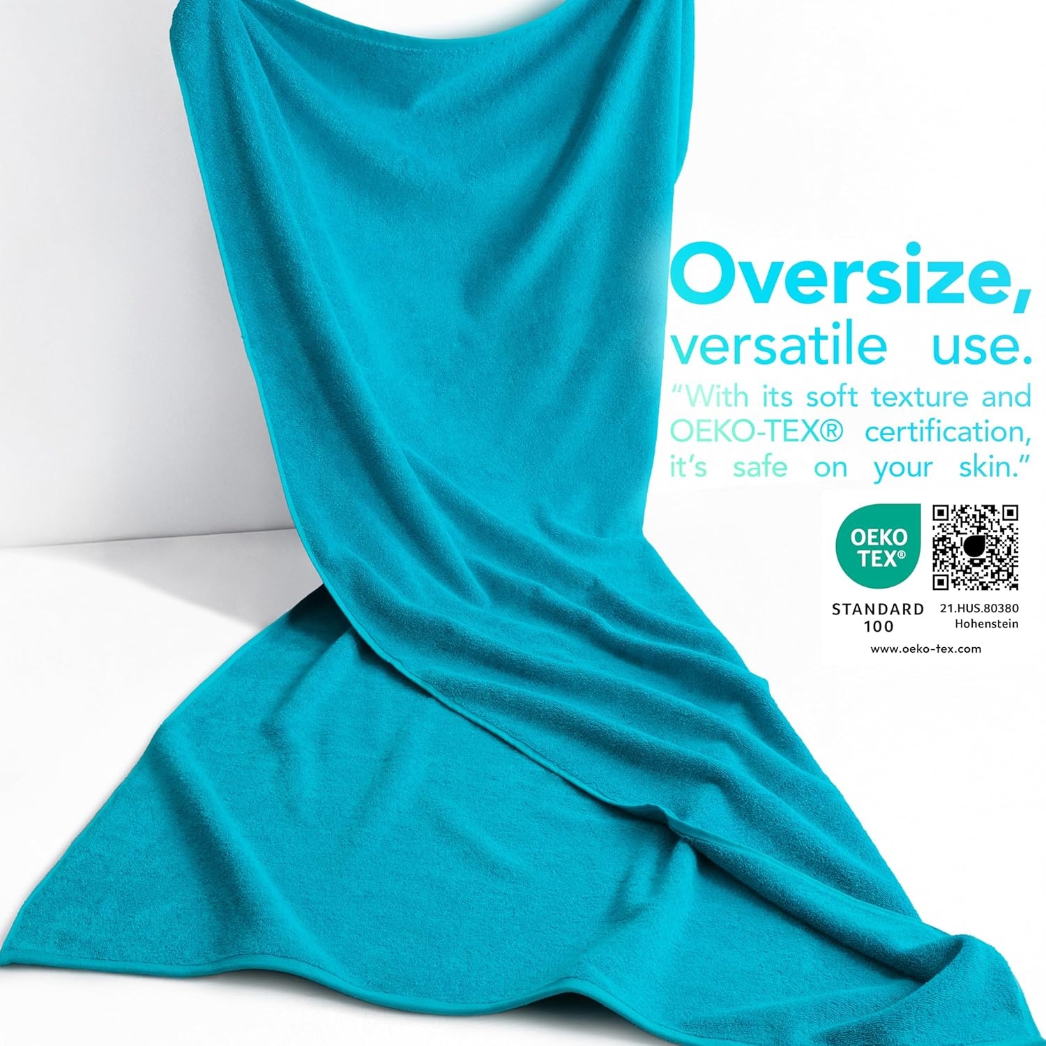 image:imageAmerican Soft Linen 100 Cotton Luxury Turkish Towels 4 PC Hand Towel Set Soft Absorbent Quick Dry OEKO Tex Standard 100 Certificated Durable Machine Washable Breathable Premium Hotel QualityAqua Blue