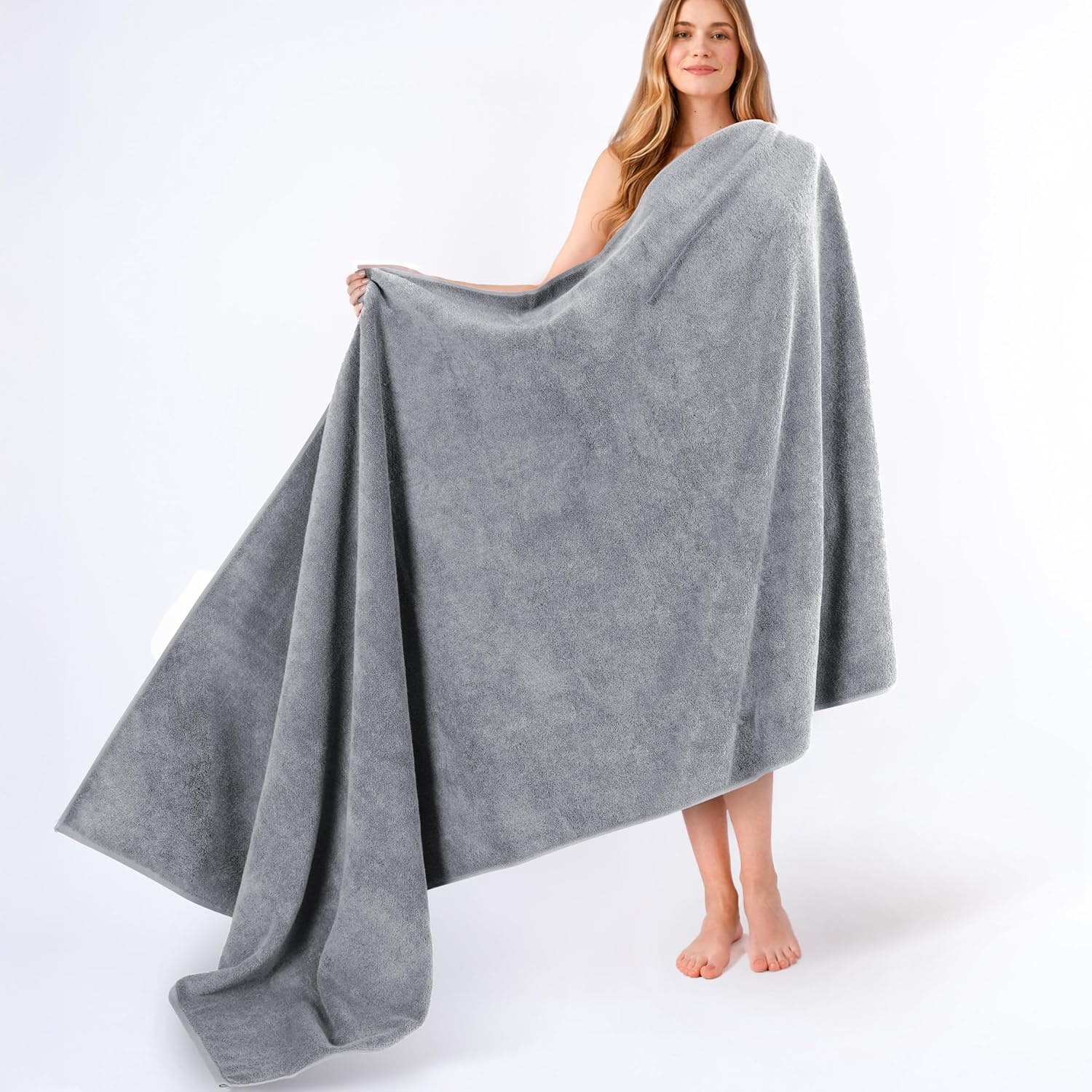 image:imageAmerican Soft Linen 100 Cotton Luxury Turkish Towels 4 PC Hand Towel Set Soft Absorbent Quick Dry OEKO Tex Standard 100 Certificated Durable Machine Washable Breathable Premium Hotel QualityLight Grey