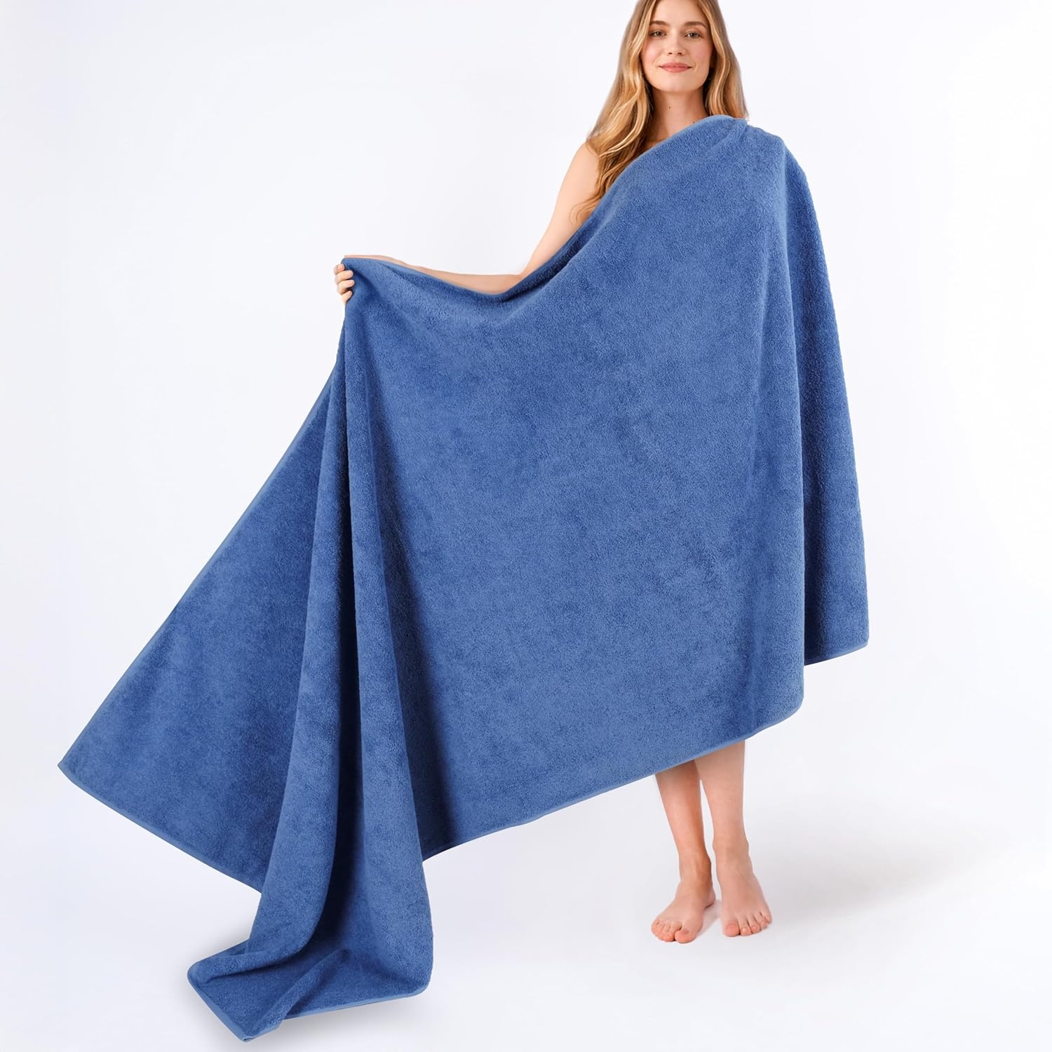 image:imageAmerican Soft Linen 100 Cotton Luxury Turkish Towels 4 PC Hand Towel Set Soft Absorbent Quick Dry OEKO Tex Standard 100 Certificated Durable Machine Washable Breathable Premium Hotel QualityElectric Blue