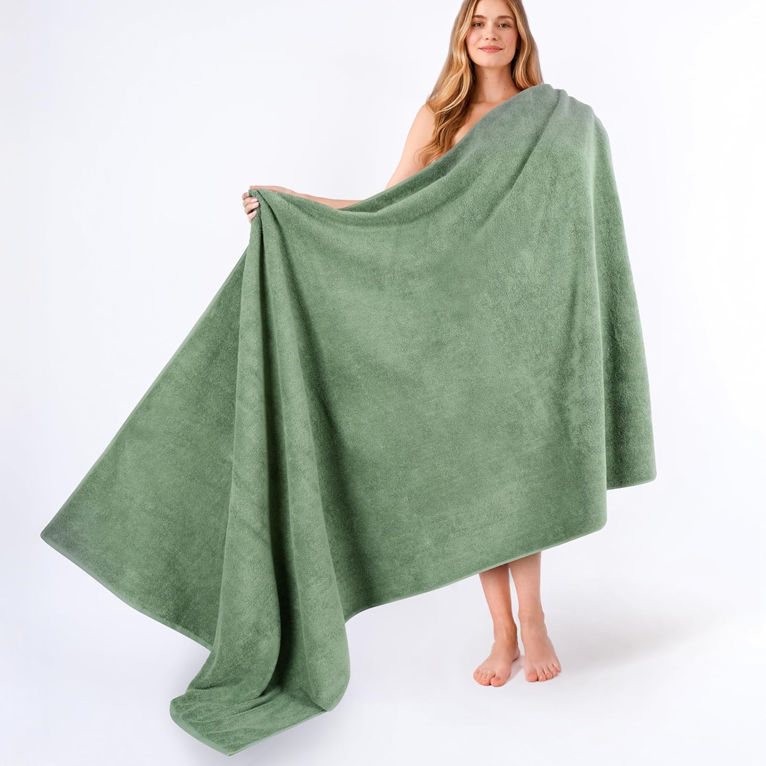 image:imageAmerican Soft Linen 100 Cotton Luxury Turkish Towels 4 PC Hand Towel Set Soft Absorbent Quick Dry OEKO Tex Standard 100 Certificated Durable Machine Washable Breathable Premium Hotel QualitySage Green