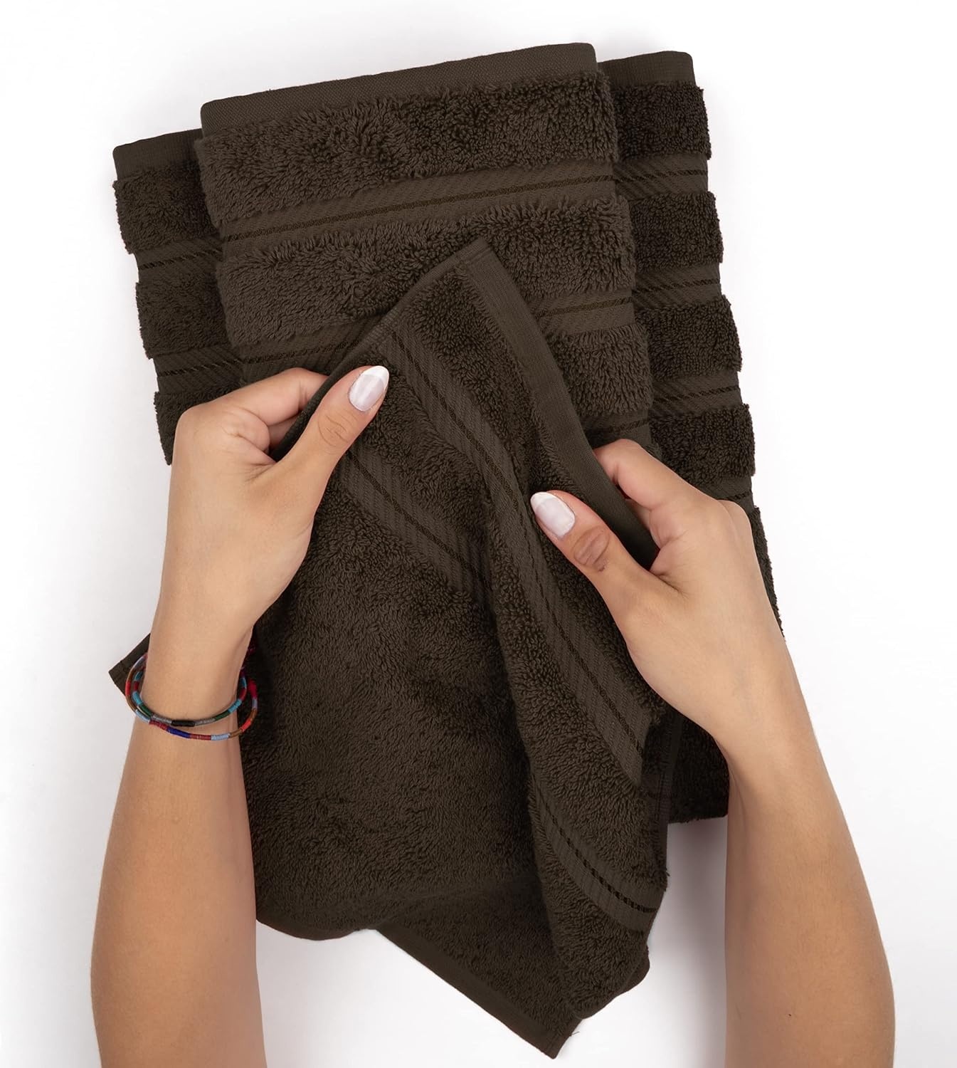 image:imageAmerican Soft Linen 100 Cotton Luxury Turkish Towels 4 PC Hand Towel Set Soft Absorbent Quick Dry OEKO Tex Standard 100 Certificated Durable Machine Washable Breathable Premium Hotel QualityChocolate Brown