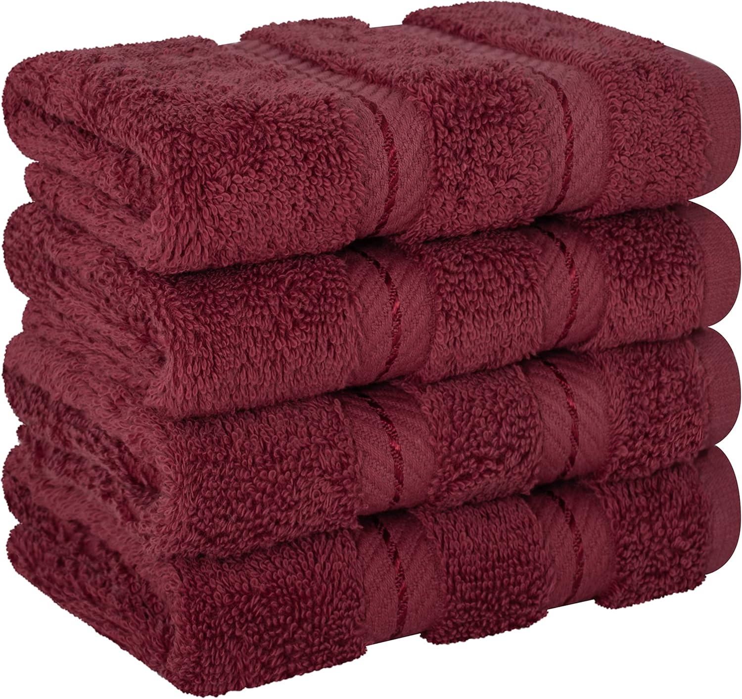 image:imageAmerican Soft Linen 100 Cotton Luxury Turkish Towels 4 PC Hand Towel Set Soft Absorbent Quick Dry OEKO Tex Standard 100 Certificated Durable Machine Washable Breathable Premium Hotel QualityBordeaux Red