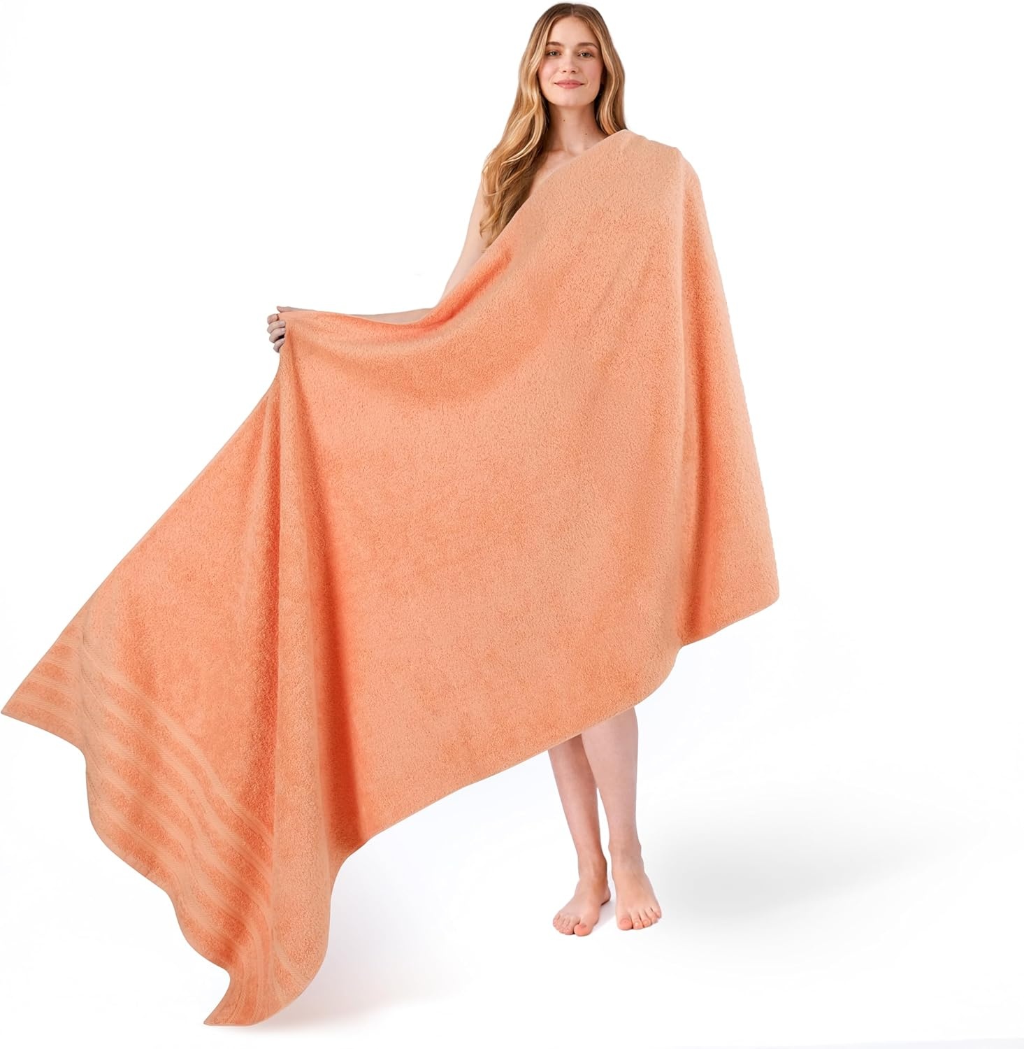 image:imageAmerican Soft Linen 100 Cotton Luxury Turkish Towels 4 PC Hand Towel Set Soft Absorbent Quick Dry OEKO Tex Standard 100 Certificated Durable Machine Washable Breathable Premium Hotel QualityMalibu Peach