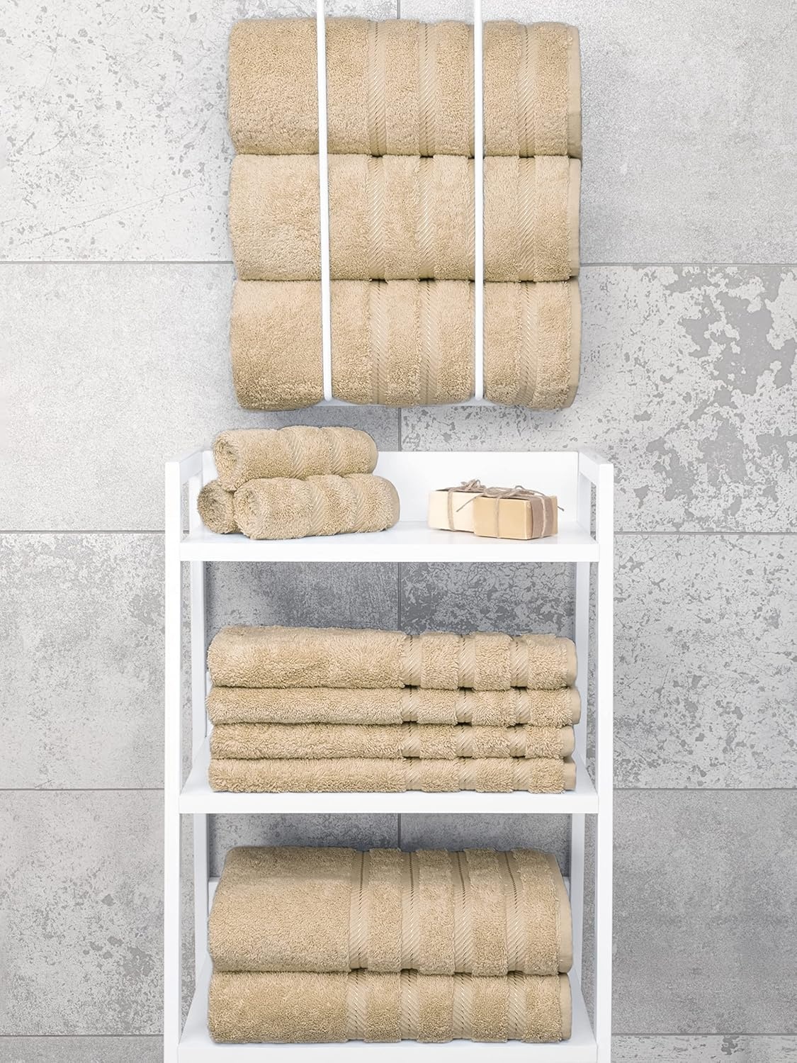 image:imageAmerican Soft Linen 100 Cotton Luxury Turkish Towels 4 PC Hand Towel Set Soft Absorbent Quick Dry OEKO Tex Standard 100 Certificated Durable Machine Washable Breathable Premium Hotel QualityBeige