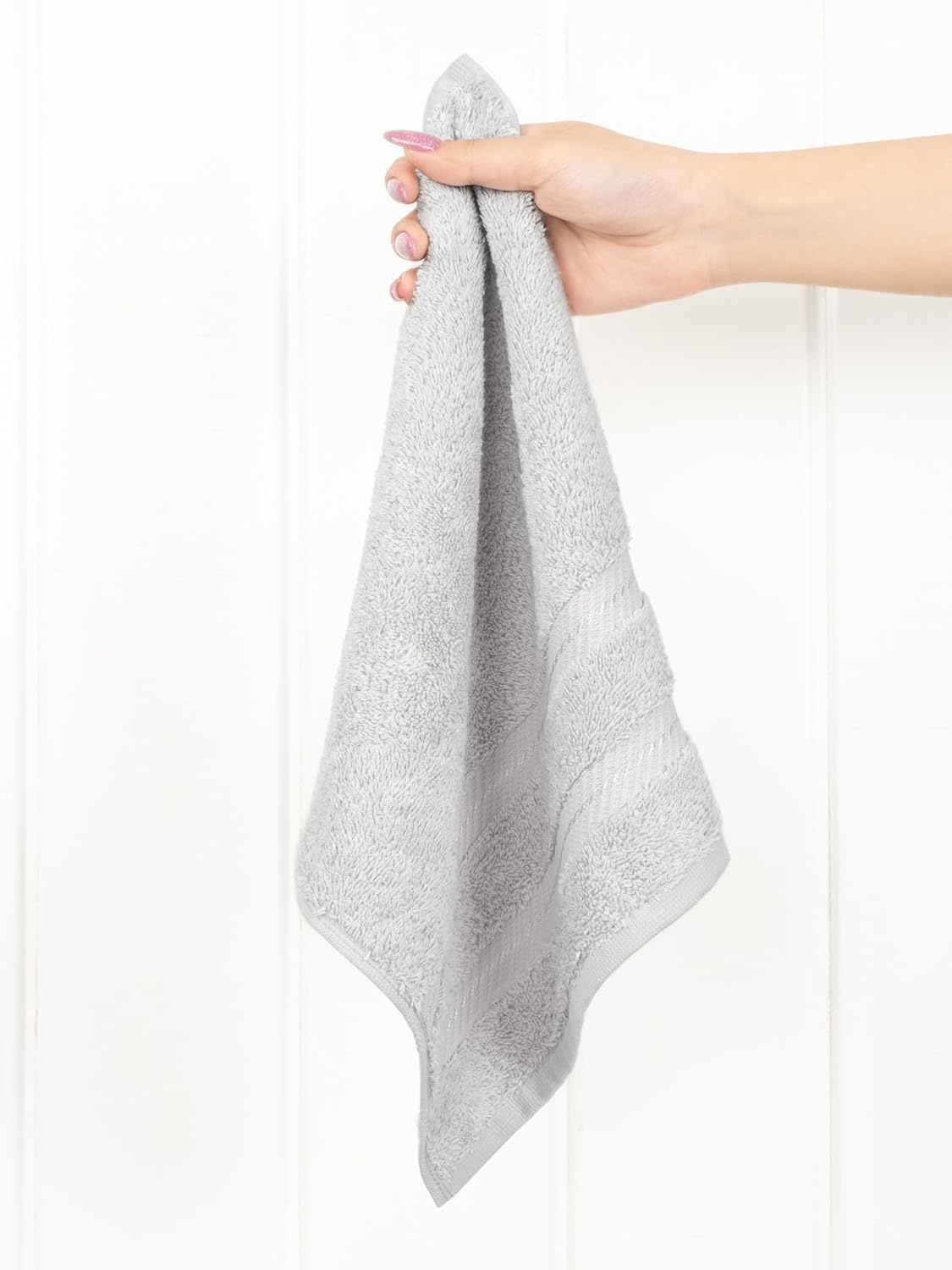 image:imageAmerican Soft Linen 100 Cotton Luxury Turkish Towels 4 PC Hand Towel Set Soft Absorbent Quick Dry OEKO Tex Standard 100 Certificated Durable Machine Washable Breathable Premium Hotel QualitySilver Gray
