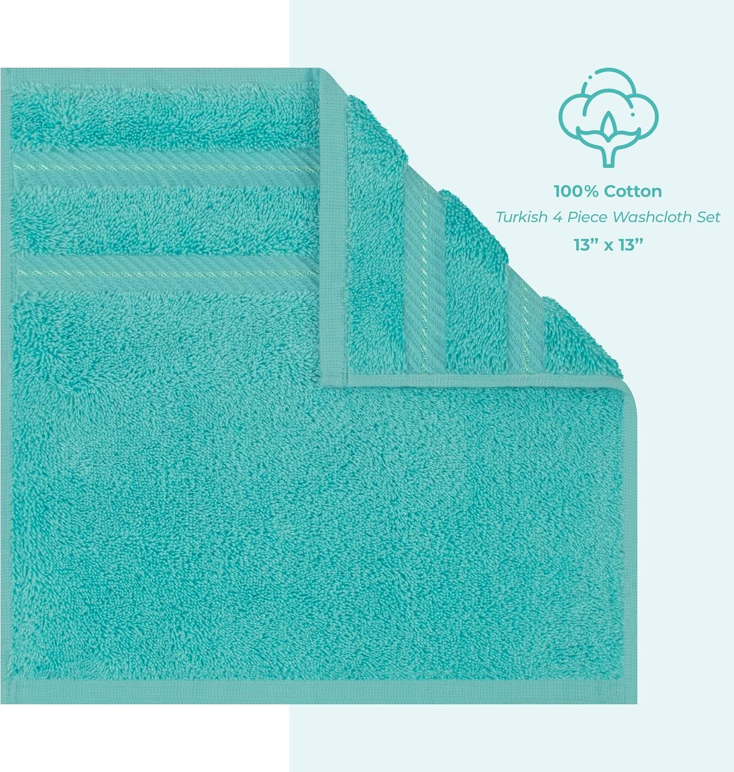 image:imageAmerican Soft Linen 100 Cotton Luxury Turkish Towels 4 PC Hand Towel Set Soft Absorbent Quick Dry OEKO Tex Standard 100 Certificated Durable Machine Washable Breathable Premium Hotel QualityTurquoise Blue