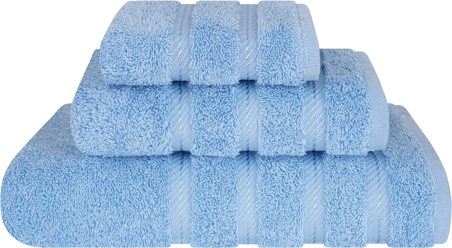 image:imageAmerican Soft Linen 100 Cotton Luxury Turkish Towels 4 PC Hand Towel Set Soft Absorbent Quick Dry OEKO Tex Standard 100 Certificated Durable Machine Washable Breathable Premium Hotel QualitySky Blue