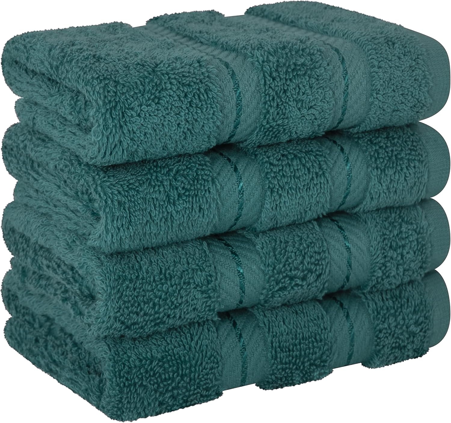 image:imageAmerican Soft Linen 100 Cotton Luxury Turkish Towels 4 PC Hand Towel Set Soft Absorbent Quick Dry OEKO Tex Standard 100 Certificated Durable Machine Washable Breathable Premium Hotel QualityTeal