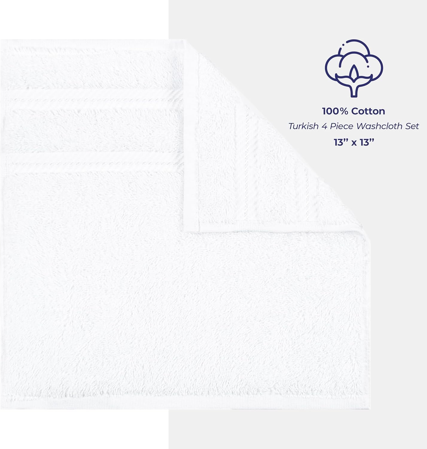 image:imageAmerican Soft Linen 100 Cotton Luxury Turkish Towels 4 PC Hand Towel Set Soft Absorbent Quick Dry OEKO Tex Standard 100 Certificated Durable Machine Washable Breathable Premium Hotel QualityBright White