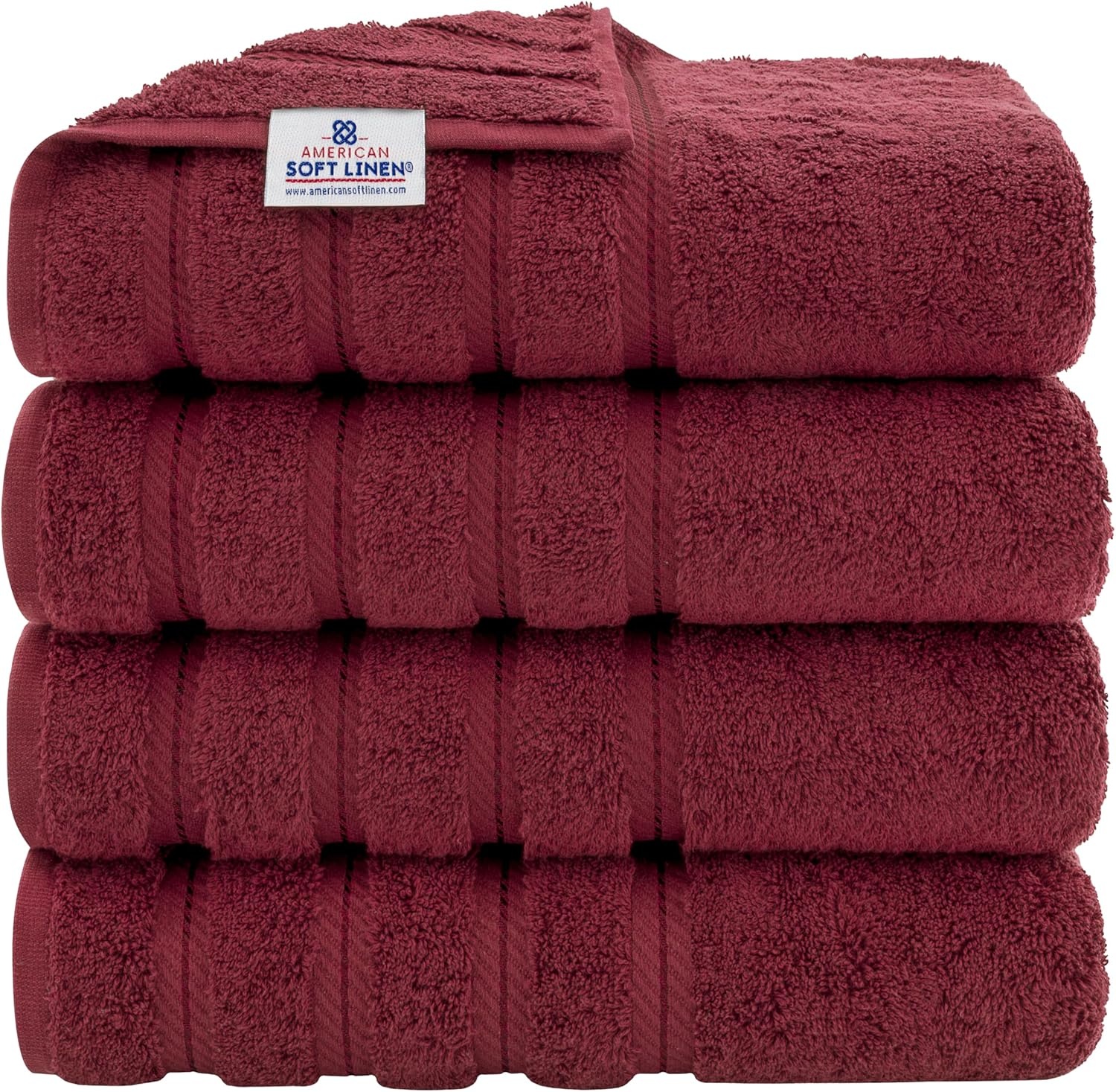 image:imageAmerican Soft Linen 100 Cotton Luxury Turkish Towels 4 PC Hand Towel Set Soft Absorbent Quick Dry OEKO Tex Standard 100 Certificated Durable Machine Washable Breathable Premium Hotel QualityBordeaux Red
