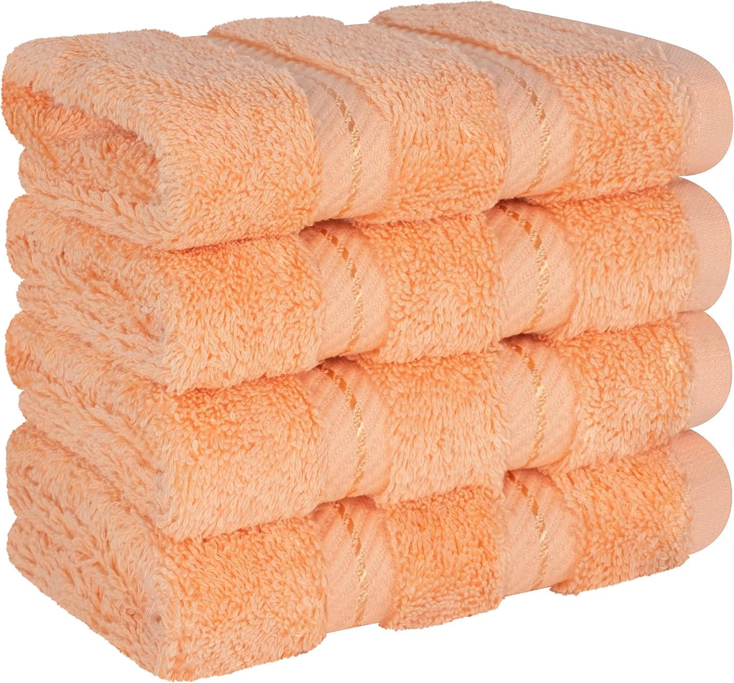 image:imageAmerican Soft Linen 100 Cotton Luxury Turkish Towels 4 PC Hand Towel Set Soft Absorbent Quick Dry OEKO Tex Standard 100 Certificated Durable Machine Washable Breathable Premium Hotel QualityMalibu Peach
