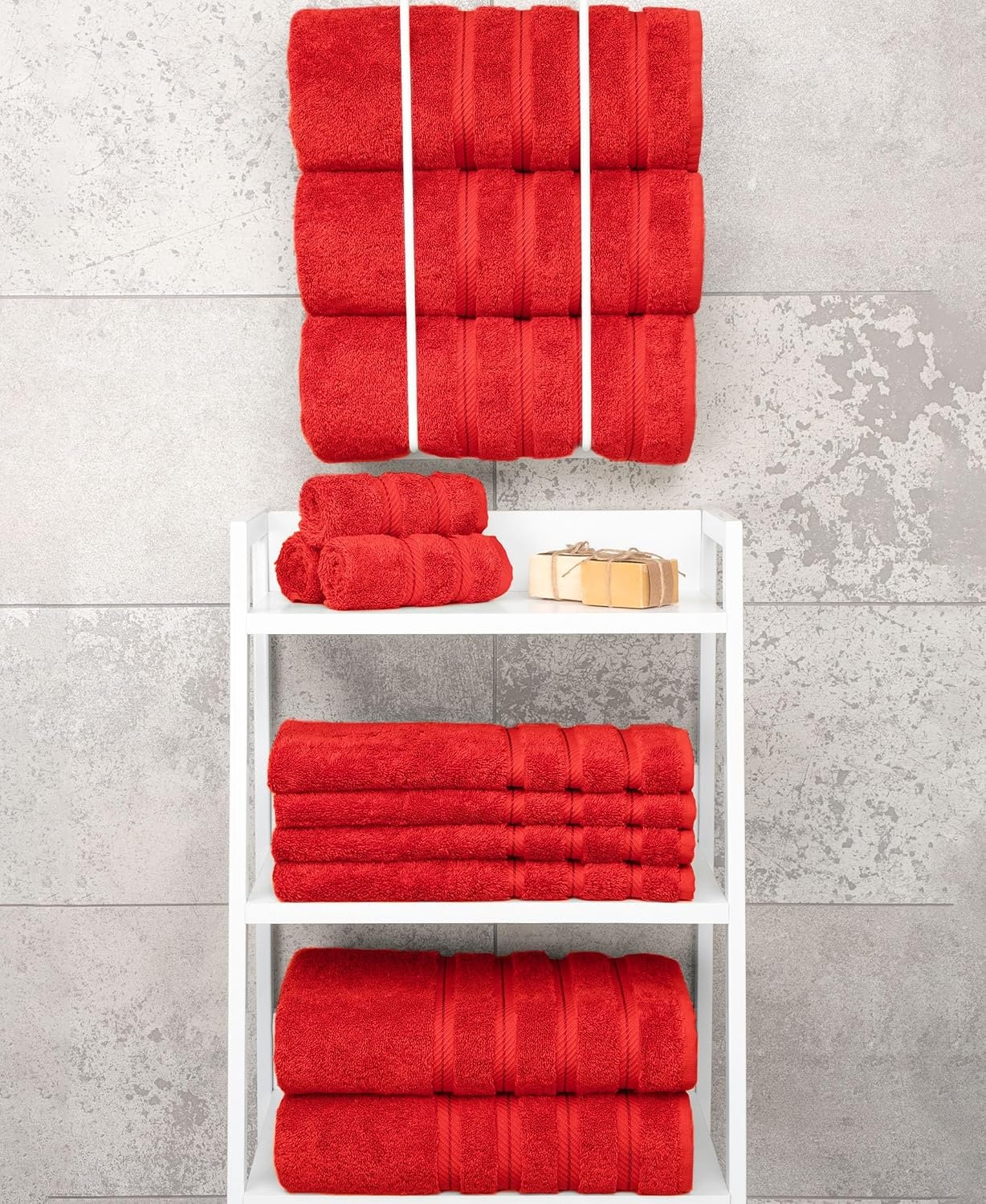 image:imageAmerican Soft Linen 100 Cotton Luxury Turkish Towels 4 PC Hand Towel Set Soft Absorbent Quick Dry OEKO Tex Standard 100 Certificated Durable Machine Washable Breathable Premium Hotel QualityRed