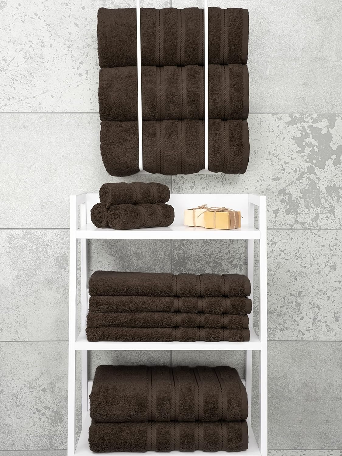image:imageAmerican Soft Linen 100 Cotton Luxury Turkish Towels 4 PC Hand Towel Set Soft Absorbent Quick Dry OEKO Tex Standard 100 Certificated Durable Machine Washable Breathable Premium Hotel QualityChocolate Brown