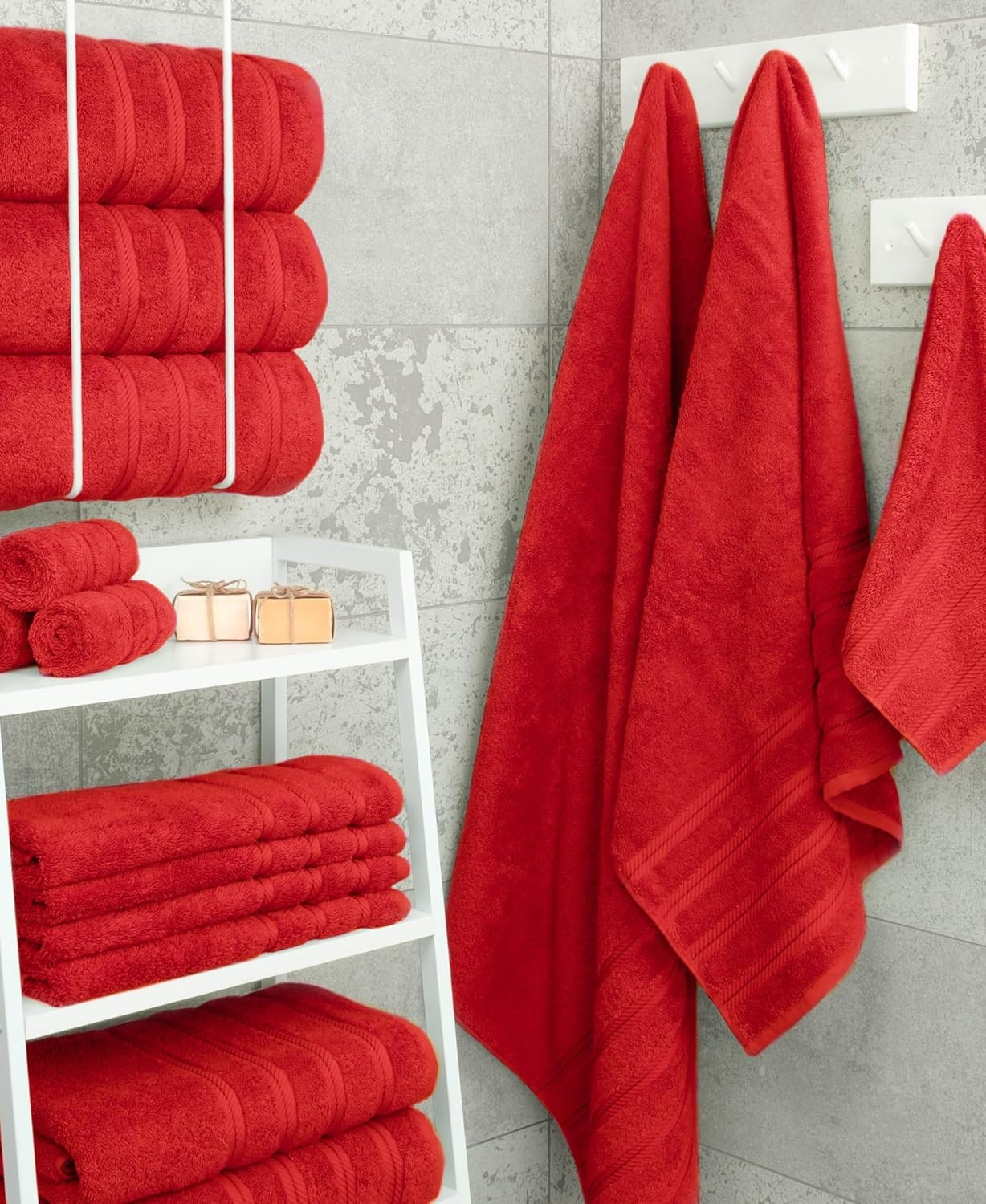 image:imageAmerican Soft Linen 100 Cotton Luxury Turkish Towels 4 PC Hand Towel Set Soft Absorbent Quick Dry OEKO Tex Standard 100 Certificated Durable Machine Washable Breathable Premium Hotel QualityRed