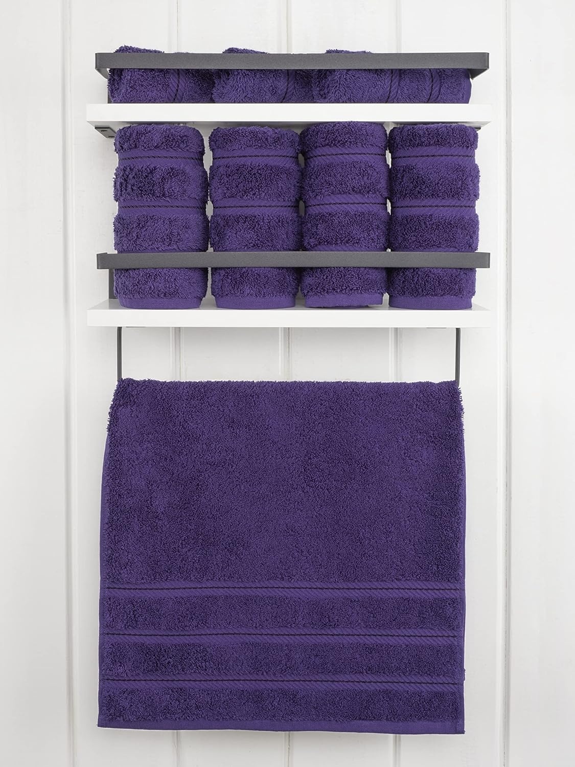 image:imageAmerican Soft Linen 100 Cotton Luxury Turkish Towels 4 PC Hand Towel Set Soft Absorbent Quick Dry OEKO Tex Standard 100 Certificated Durable Machine Washable Breathable Premium Hotel QualityViolet Purple
