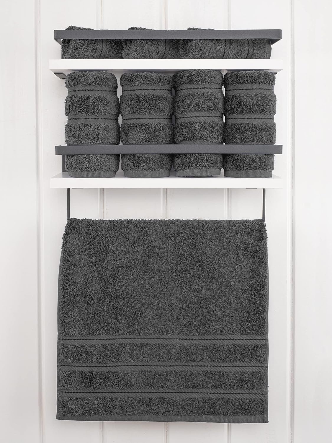 image:imageAmerican Soft Linen 100 Cotton Luxury Turkish Towels 4 PC Hand Towel Set Soft Absorbent Quick Dry OEKO Tex Standard 100 Certificated Durable Machine Washable Breathable Premium Hotel QualityDark Gray