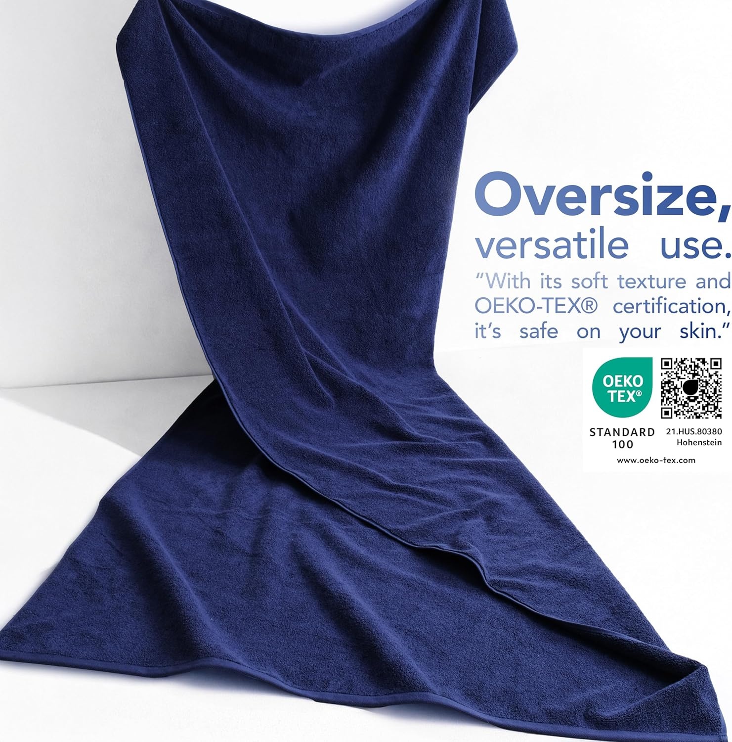 image:imageAmerican Soft Linen 100 Cotton Luxury Turkish Towels 4 PC Hand Towel Set Soft Absorbent Quick Dry OEKO Tex Standard 100 Certificated Durable Machine Washable Breathable Premium Hotel QualityNavy Blue