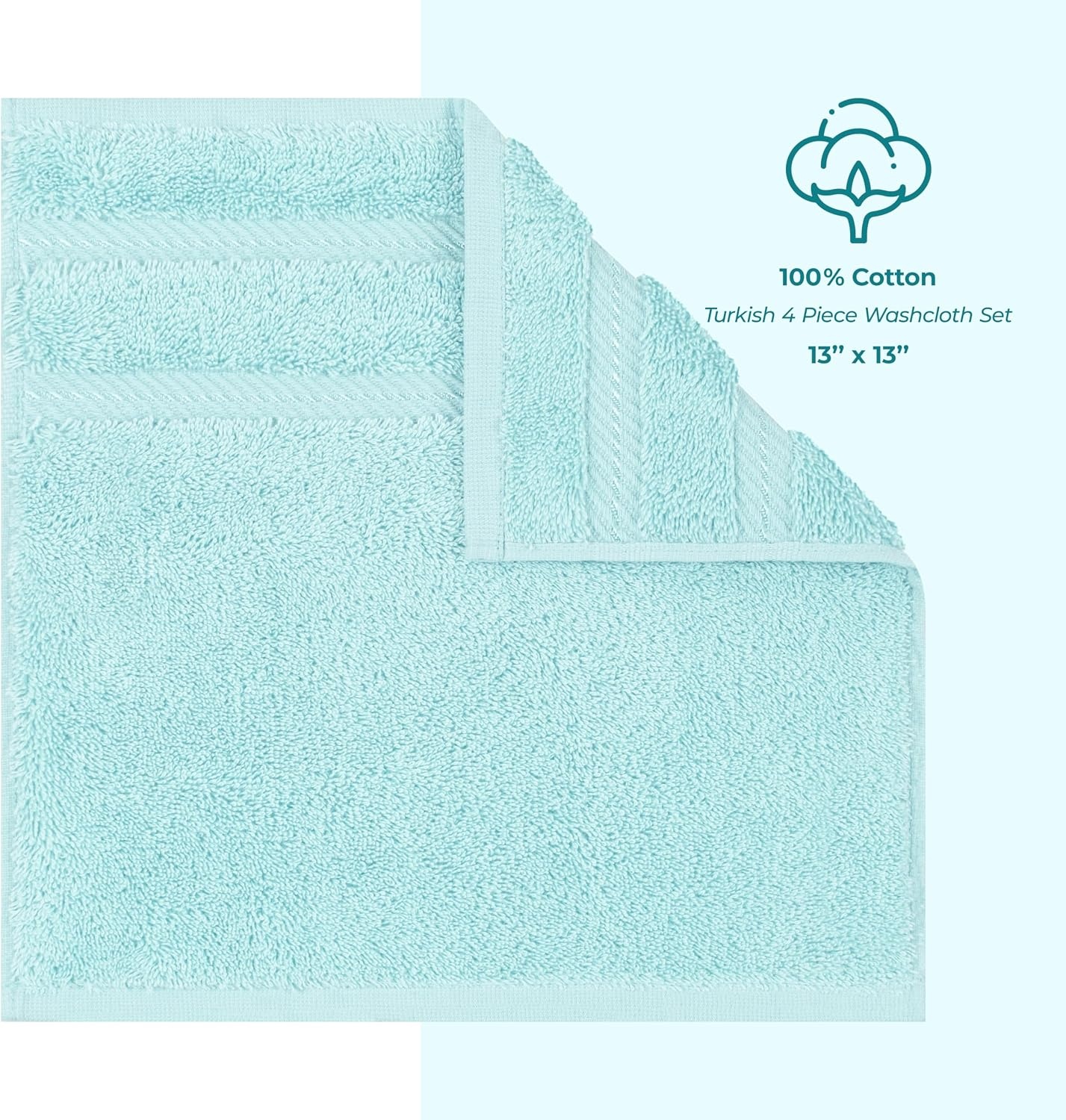 image:imageAmerican Soft Linen 100 Cotton Luxury Turkish Towels 4 PC Hand Towel Set Soft Absorbent Quick Dry OEKO Tex Standard 100 Certificated Durable Machine Washable Breathable Premium Hotel QualityDuck Egg Blue