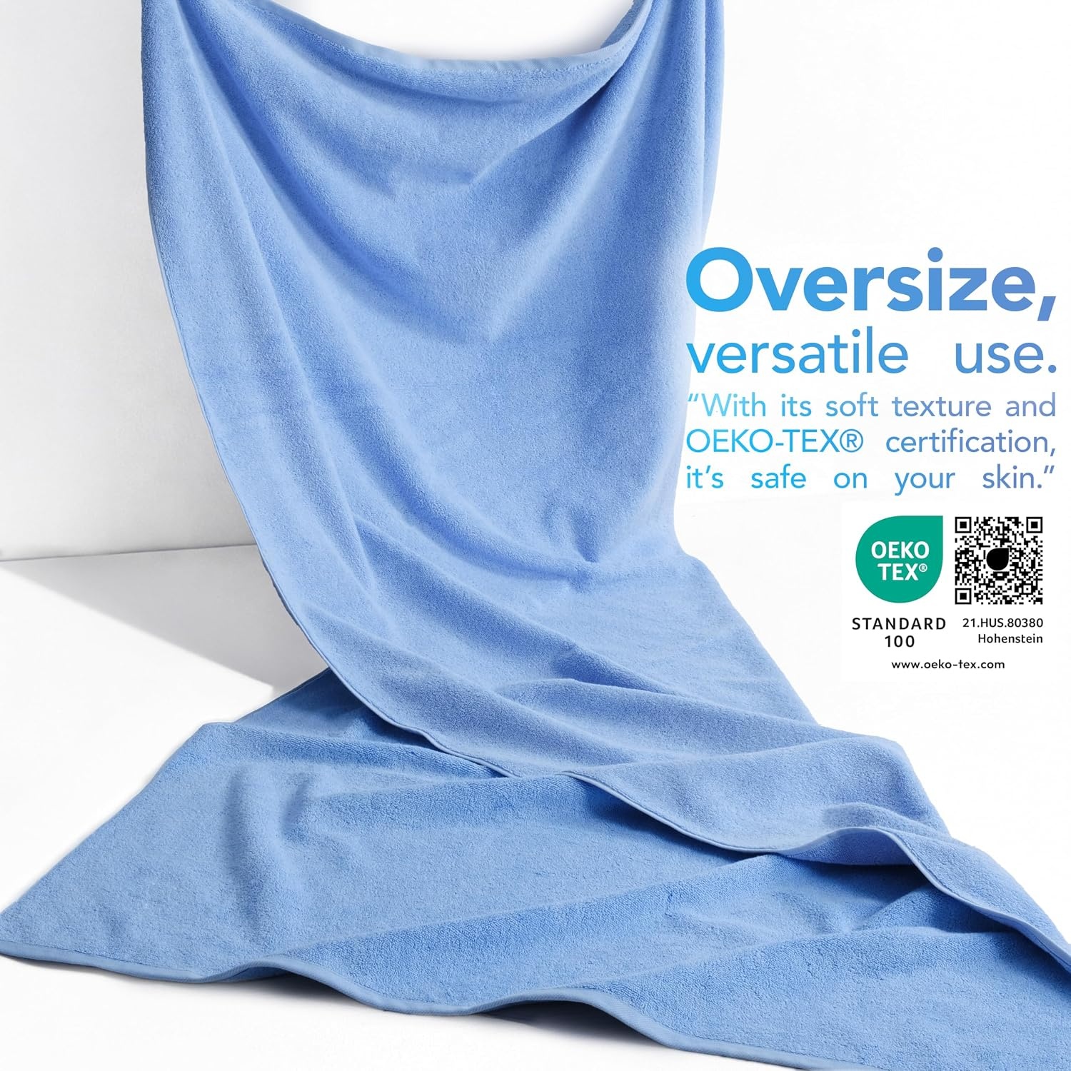 image:imageAmerican Soft Linen 100 Cotton Luxury Turkish Towels 4 PC Hand Towel Set Soft Absorbent Quick Dry OEKO Tex Standard 100 Certificated Durable Machine Washable Breathable Premium Hotel QualitySky Blue