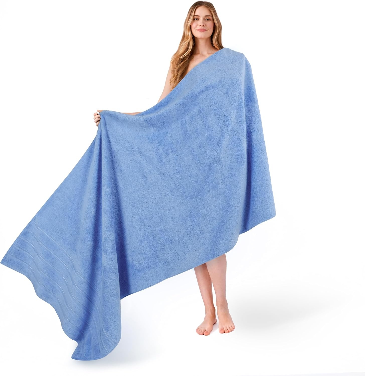 image:imageAmerican Soft Linen 100 Cotton Luxury Turkish Towels 4 PC Hand Towel Set Soft Absorbent Quick Dry OEKO Tex Standard 100 Certificated Durable Machine Washable Breathable Premium Hotel QualitySky Blue
