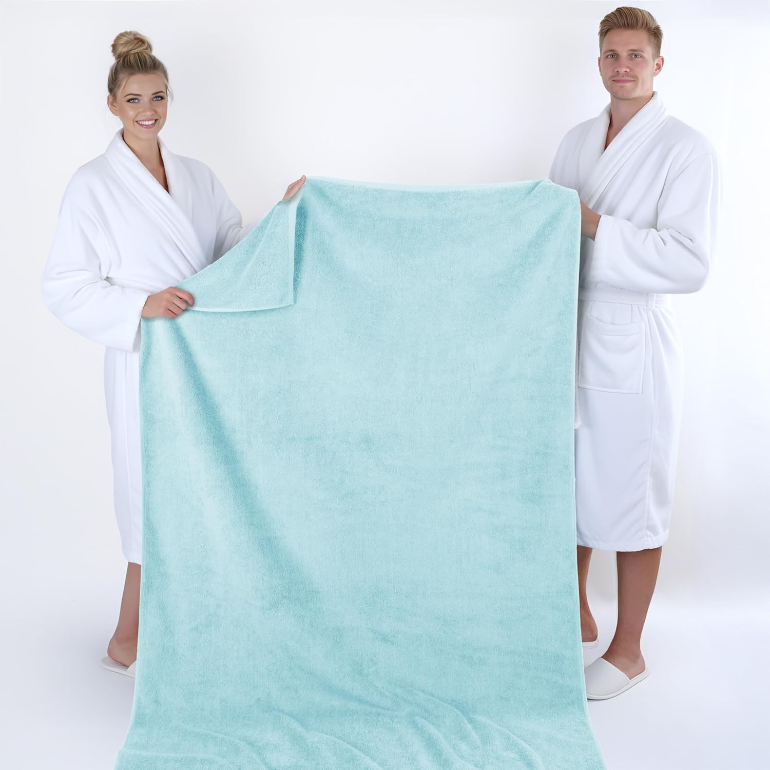 image:imageAmerican Soft Linen 100 Cotton Luxury Turkish Towels 4 PC Hand Towel Set Soft Absorbent Quick Dry OEKO Tex Standard 100 Certificated Durable Machine Washable Breathable Premium Hotel QualityDuck Egg Blue