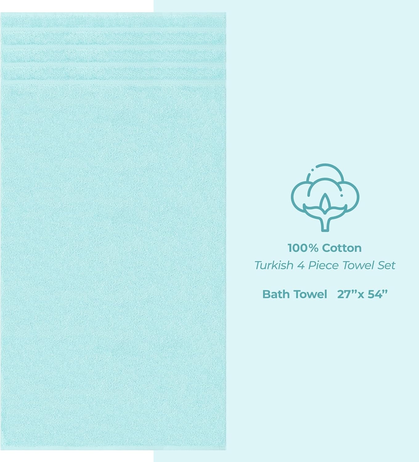 image:imageAmerican Soft Linen 100 Cotton Luxury Turkish Towels 4 PC Hand Towel Set Soft Absorbent Quick Dry OEKO Tex Standard 100 Certificated Durable Machine Washable Breathable Premium Hotel QualityDuck Egg Blue