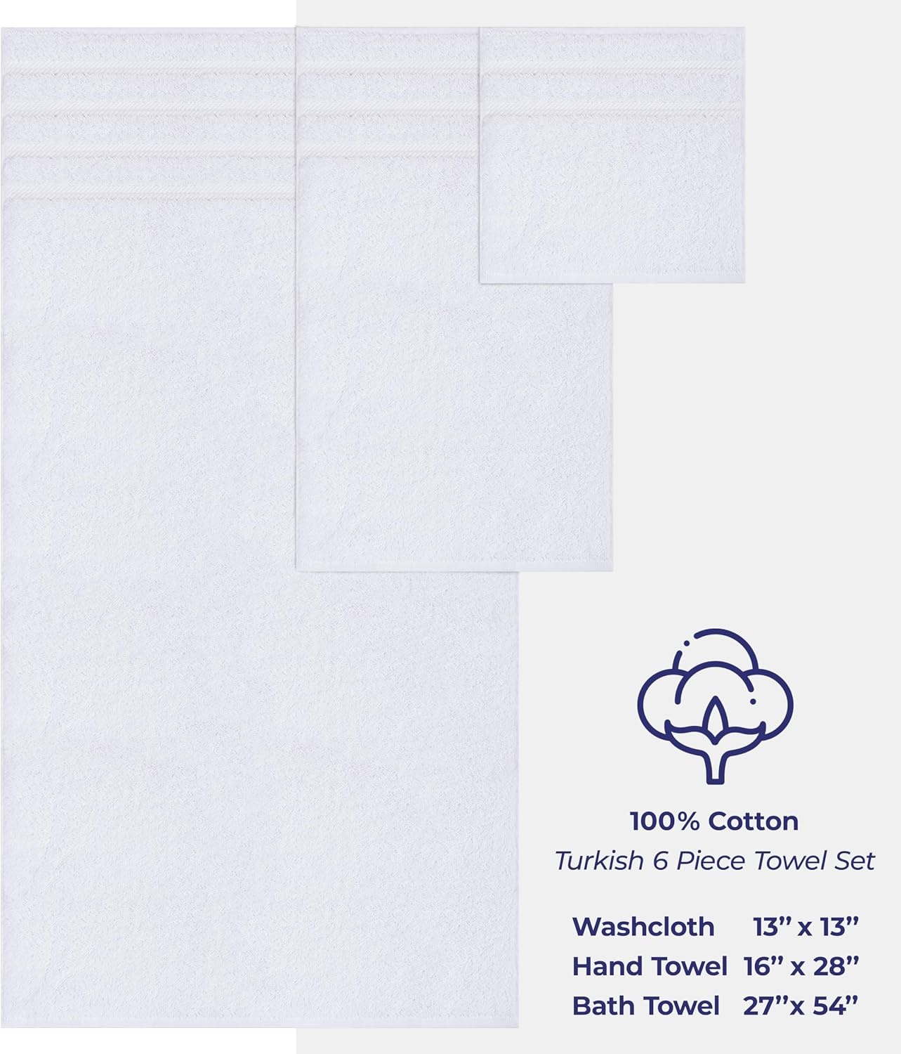 image:imageAmerican Soft Linen 100 Cotton Luxury Turkish Towels 4 PC Hand Towel Set Soft Absorbent Quick Dry OEKO Tex Standard 100 Certificated Durable Machine Washable Breathable Premium Hotel QualityBright White