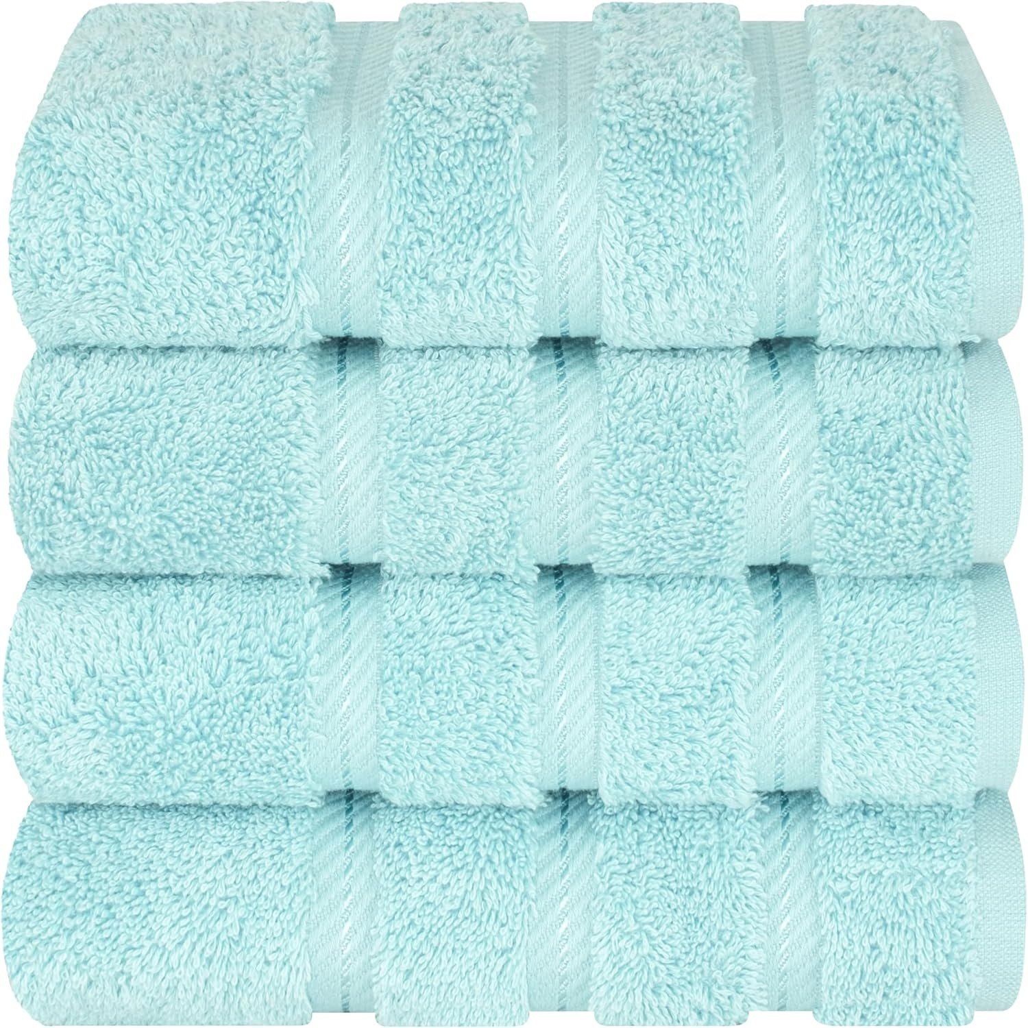 image:imageAmerican Soft Linen 100 Cotton Luxury Turkish Towels 4 PC Hand Towel Set Soft Absorbent Quick Dry OEKO Tex Standard 100 Certificated Durable Machine Washable Breathable Premium Hotel QualityDuck Egg Blue