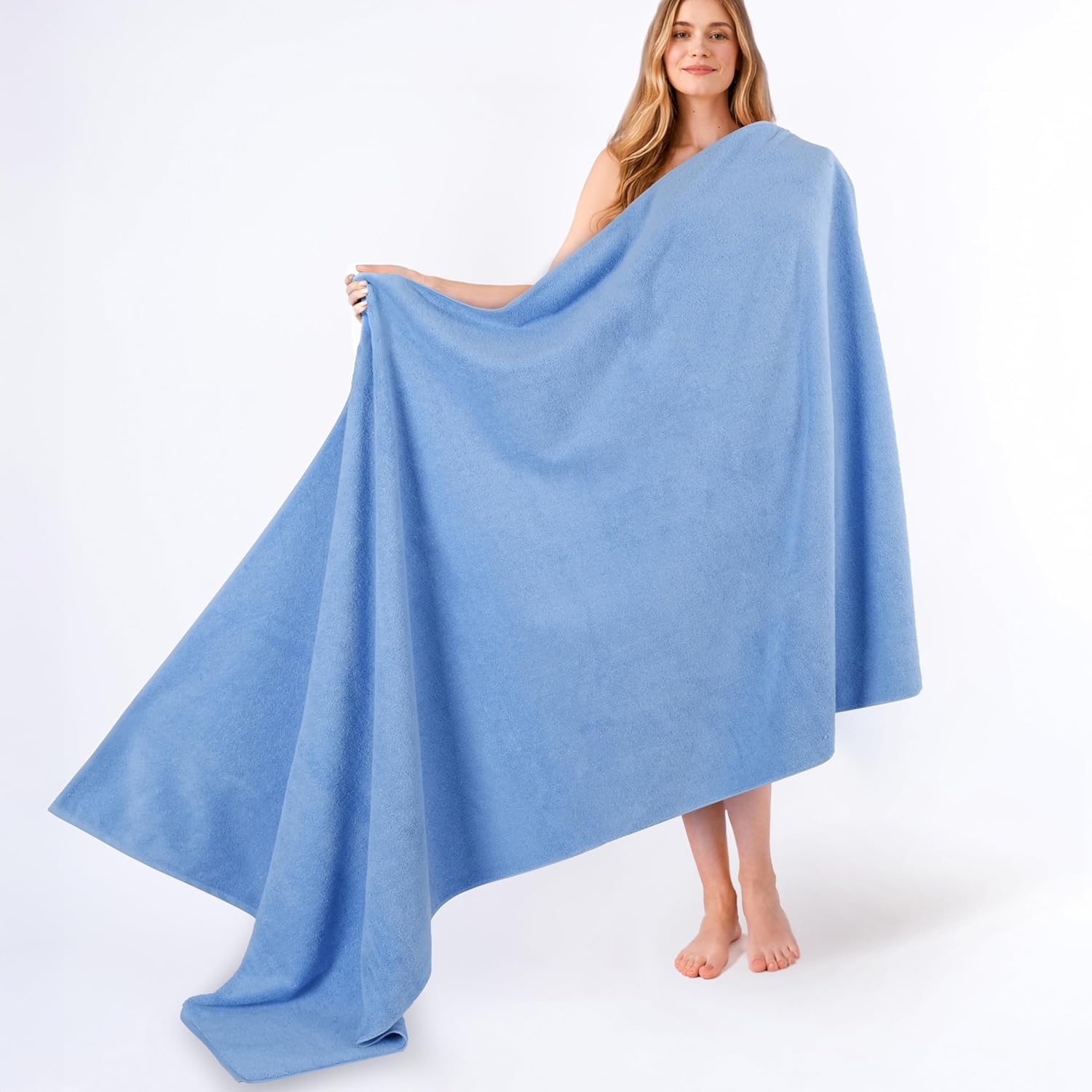 image:imageAmerican Soft Linen 100 Cotton Luxury Turkish Towels 4 PC Hand Towel Set Soft Absorbent Quick Dry OEKO Tex Standard 100 Certificated Durable Machine Washable Breathable Premium Hotel QualitySky Blue