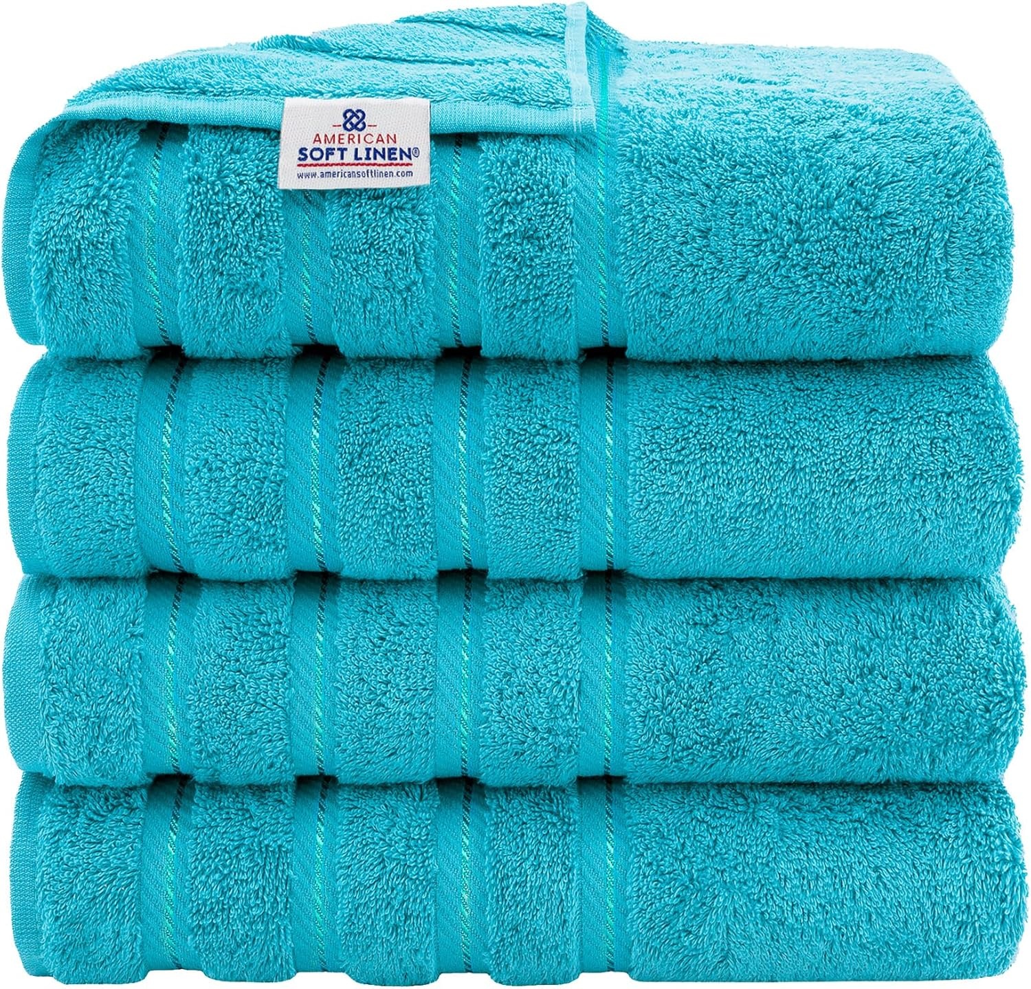 image:imageAmerican Soft Linen 100 Cotton Luxury Turkish Towels 4 PC Hand Towel Set Soft Absorbent Quick Dry OEKO Tex Standard 100 Certificated Durable Machine Washable Breathable Premium Hotel QualityAqua Blue
