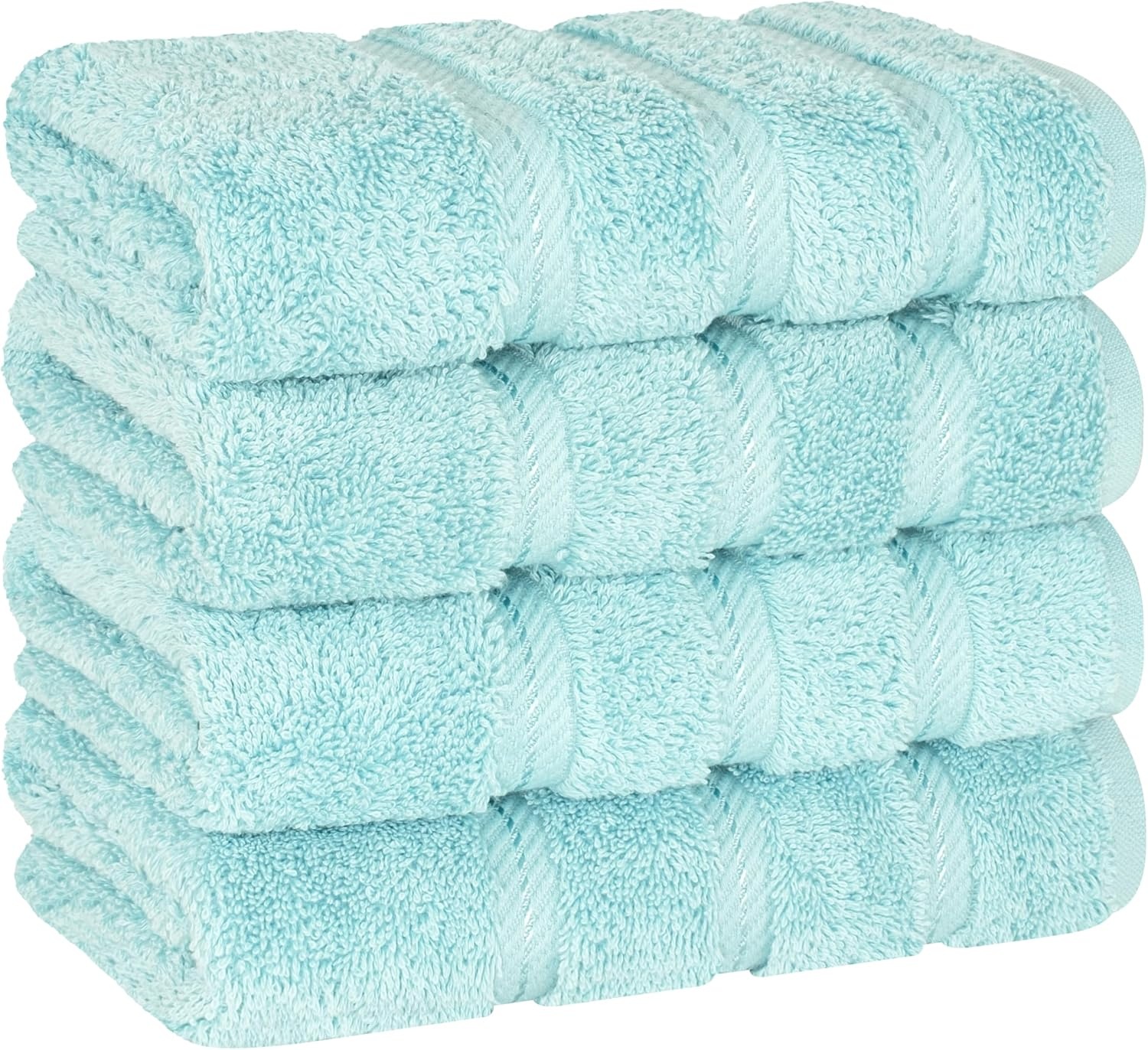image:imageAmerican Soft Linen 100 Cotton Luxury Turkish Towels 4 PC Hand Towel Set Soft Absorbent Quick Dry OEKO Tex Standard 100 Certificated Durable Machine Washable Breathable Premium Hotel QualityDuck Egg Blue