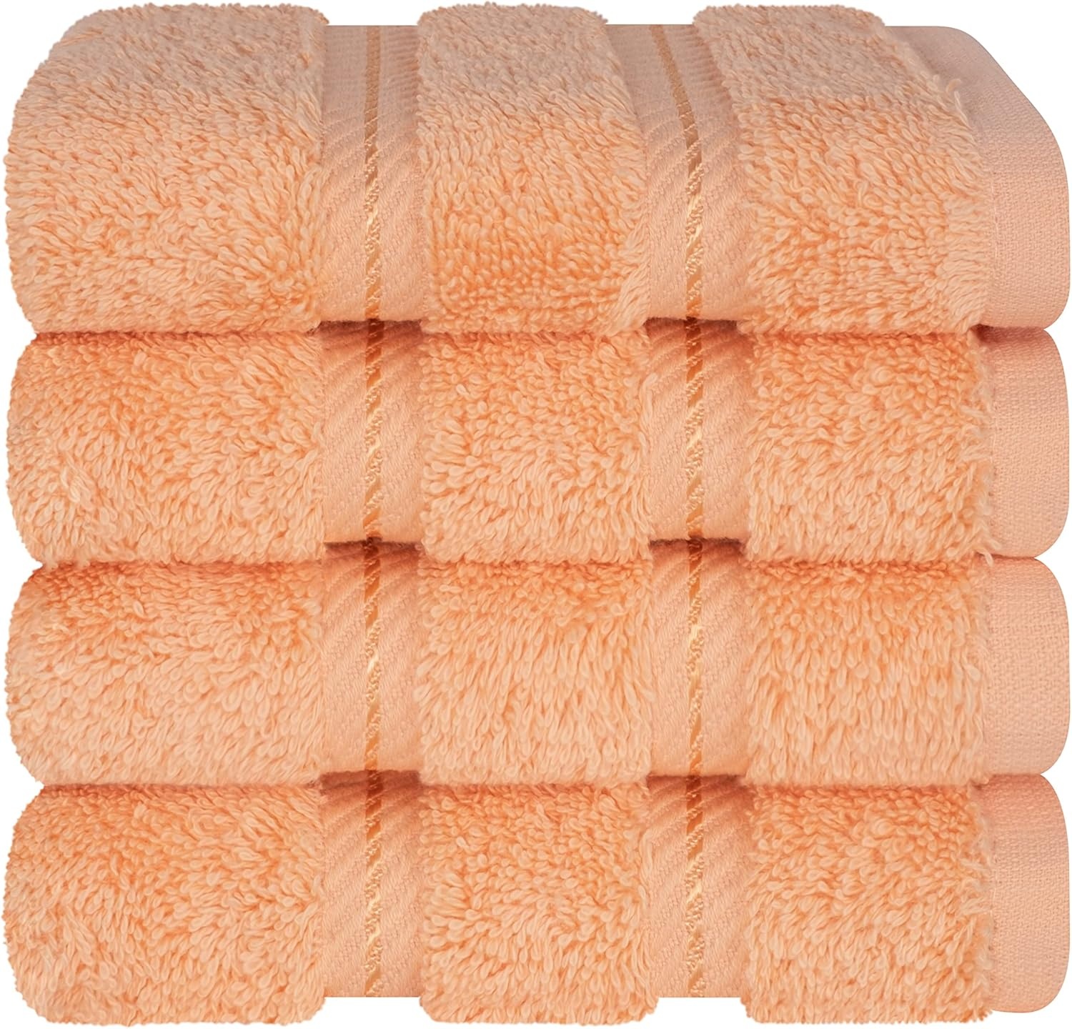 image:imageAmerican Soft Linen 100 Cotton Luxury Turkish Towels 4 PC Hand Towel Set Soft Absorbent Quick Dry OEKO Tex Standard 100 Certificated Durable Machine Washable Breathable Premium Hotel QualityMalibu Peach