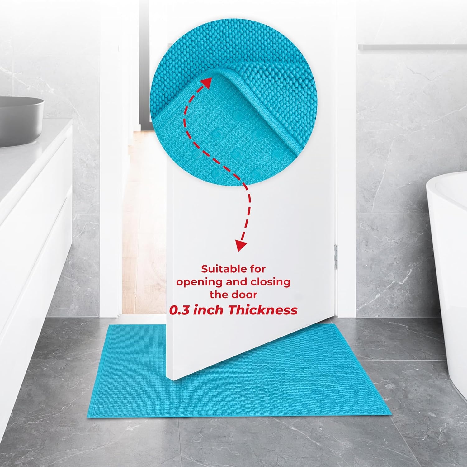 image:imageAmerican Soft Linen Bath Rug 20 in 34 in 100 Cotton Bath Mats Rugs for Bathroom Slip Reducer Washable Shaggy Form Area Rugs Aqua Blue Bath RugAqua Blue