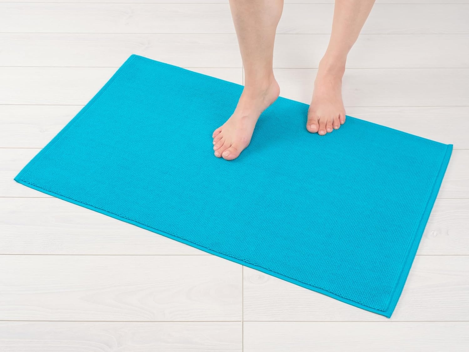 image:imageAmerican Soft Linen Bath Rug 20 in 34 in 100 Cotton Bath Mats Rugs for Bathroom Slip Reducer Washable Shaggy Form Area Rugs Aqua Blue Bath RugAqua Blue