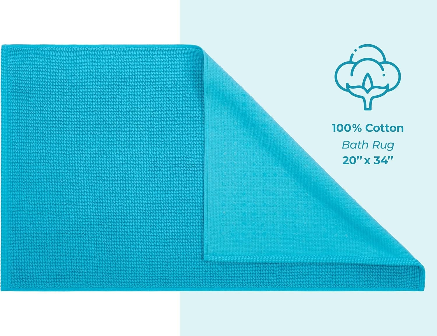 image:imageAmerican Soft Linen Bath Rug 20 in 34 in 100 Cotton Bath Mats Rugs for Bathroom Slip Reducer Washable Shaggy Form Area Rugs Aqua Blue Bath RugAqua Blue