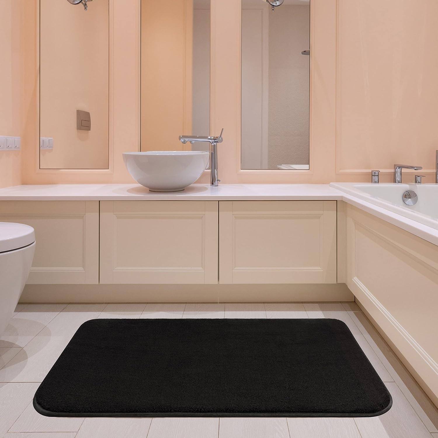 image:imageAmerican Soft Linen Bath Rug 20 in 34 in 100 Cotton Bath Mats Rugs for Bathroom Slip Reducer Washable Shaggy Form Area Rugs Aqua Blue Bath RugBlack