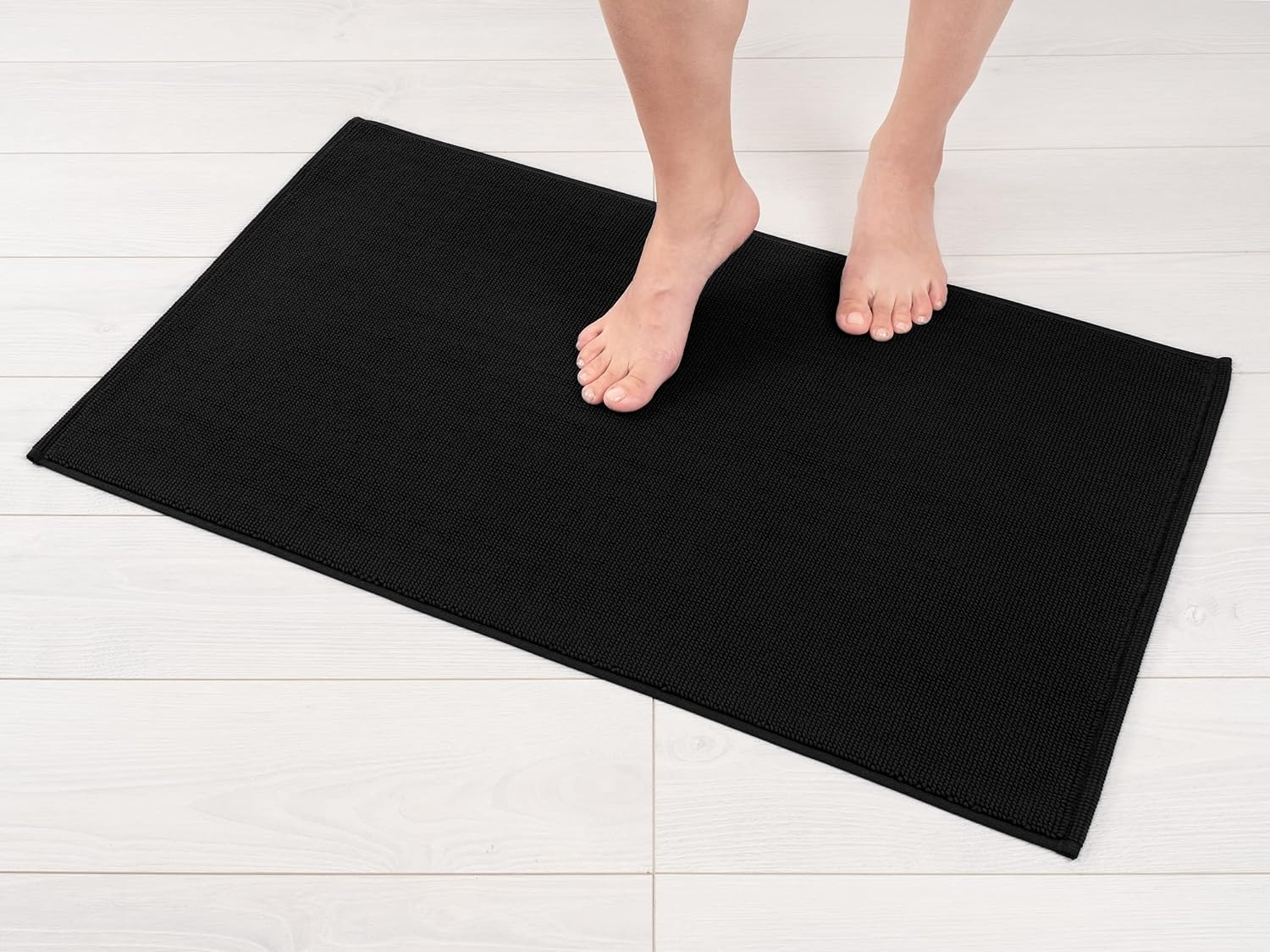 image:imageAmerican Soft Linen Bath Rug 20 in 34 in 100 Cotton Bath Mats Rugs for Bathroom Slip Reducer Washable Shaggy Form Area Rugs Aqua Blue Bath RugBlack