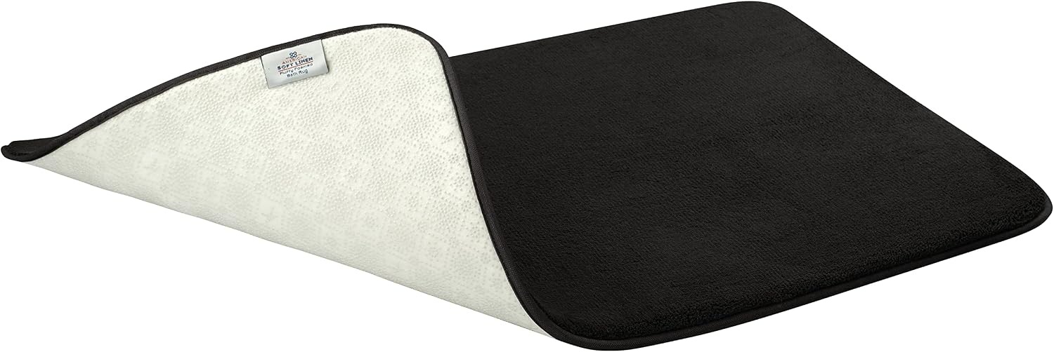 image:imageAmerican Soft Linen Bath Rug 20 in 34 in 100 Cotton Bath Mats Rugs for Bathroom Slip Reducer Washable Shaggy Form Area Rugs Aqua Blue Bath RugBlack