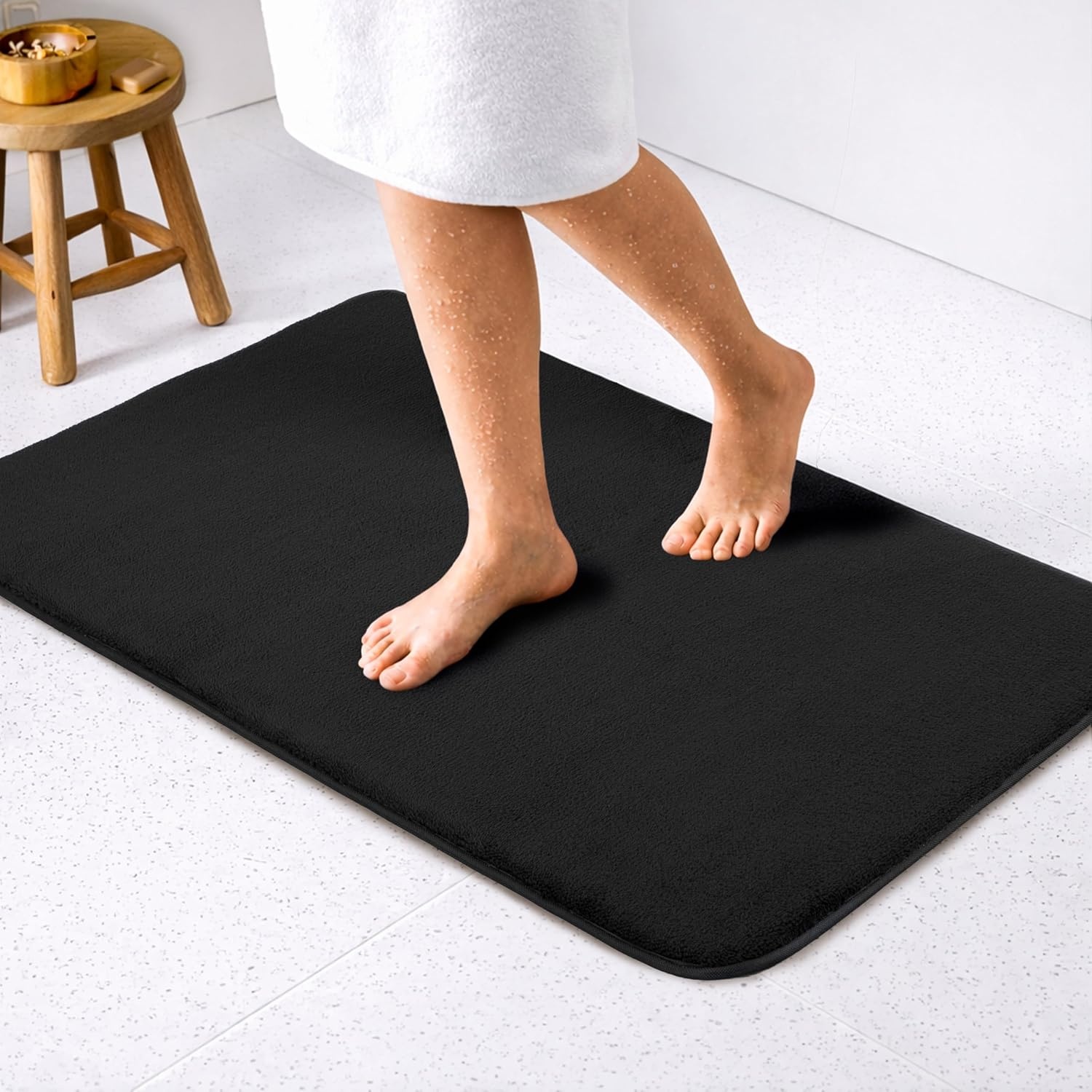 image:imageAmerican Soft Linen Bath Rug 20 in 34 in 100 Cotton Bath Mats Rugs for Bathroom Slip Reducer Washable Shaggy Form Area Rugs Aqua Blue Bath RugBlack