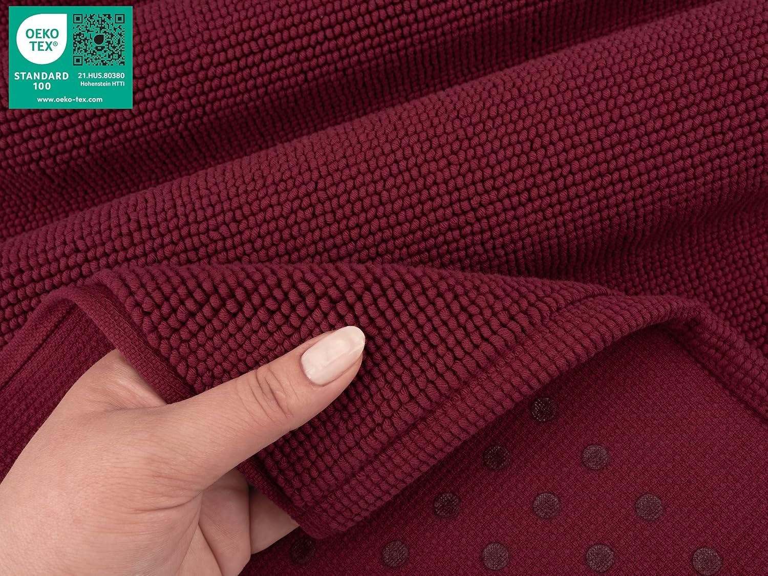 image:imageAmerican Soft Linen Bath Rug 20 in 34 in 100 Cotton Bath Mats Rugs for Bathroom Slip Reducer Washable Shaggy Form Area Rugs Aqua Blue Bath RugBordeaux Red