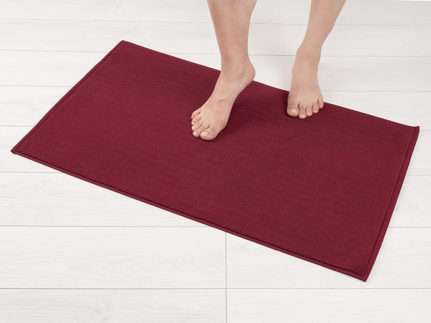 image:imageAmerican Soft Linen Bath Rug 20 in 34 in 100 Cotton Bath Mats Rugs for Bathroom Slip Reducer Washable Shaggy Form Area Rugs Aqua Blue Bath RugBordeaux Red